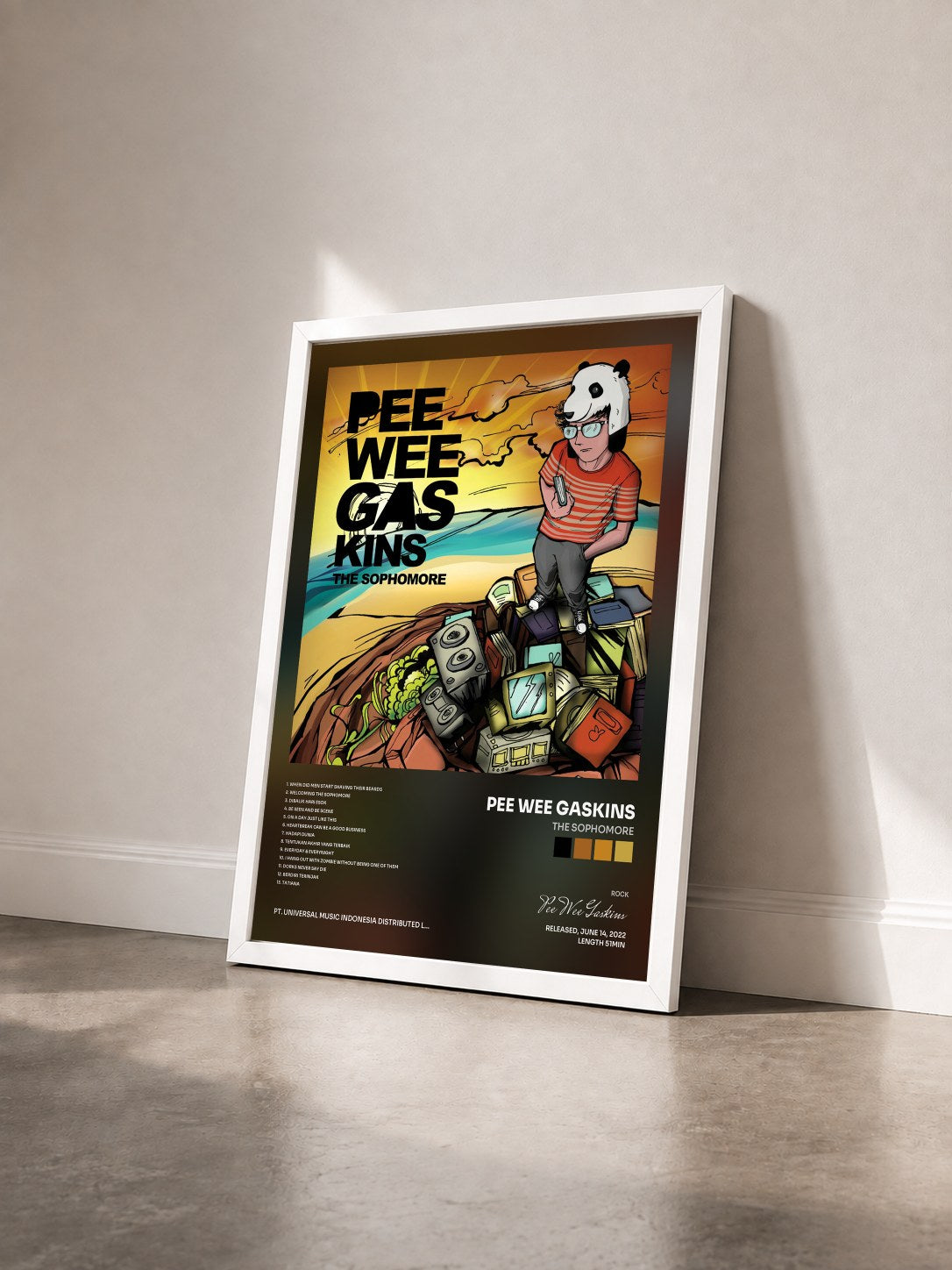 #blanc Tableau de l'album The Sophomore de Pee Wee Gaskins vu de trois quarts, cadre blanc