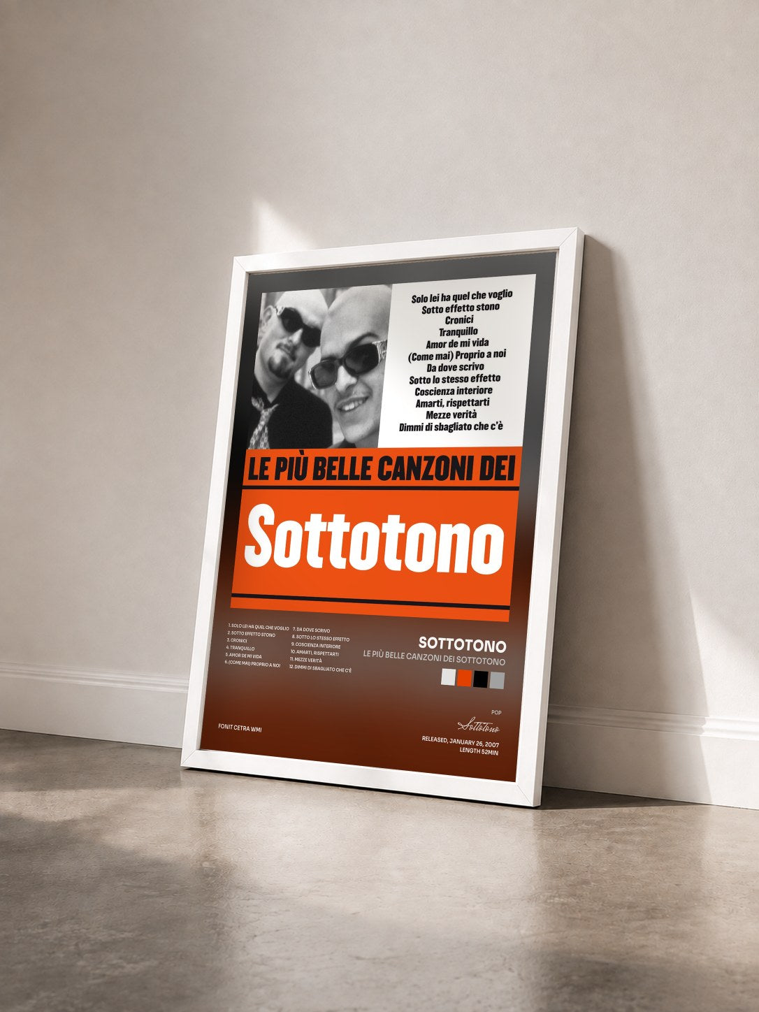 #blanc Tableau de l'album Le più belle canzoni dei Sottotono de Sottotono vu de trois quarts, cadre blanc