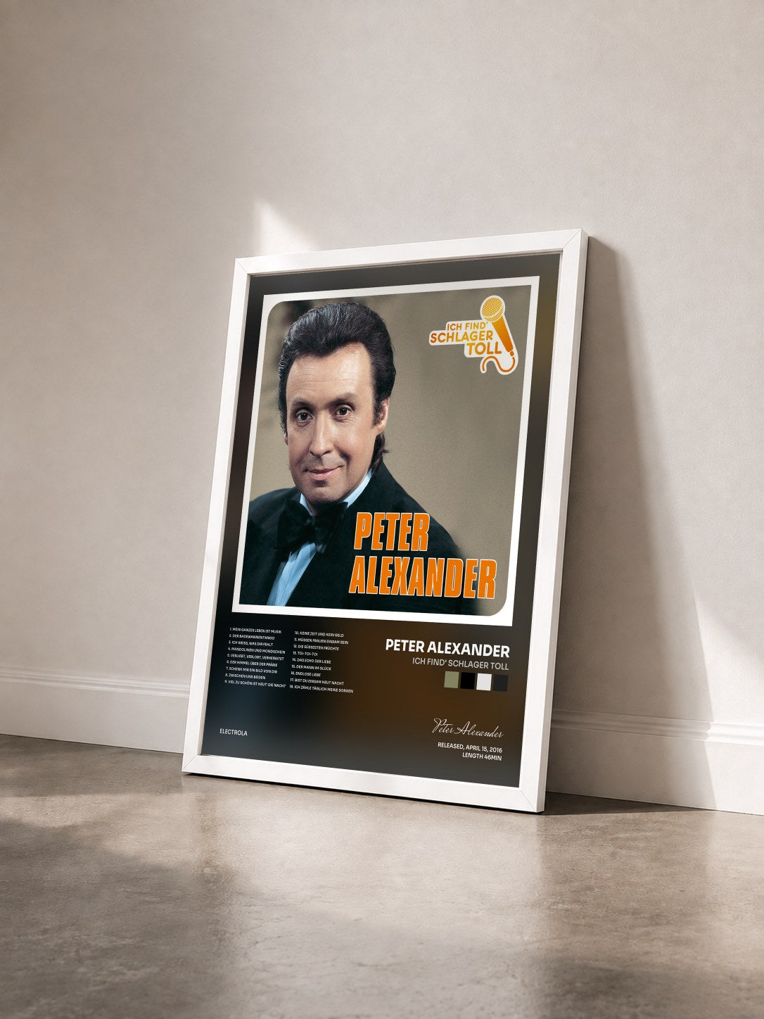 #blanc Tableau de l'album Ich find' Schlager toll de Peter Alexander vu de trois quarts, cadre blanc