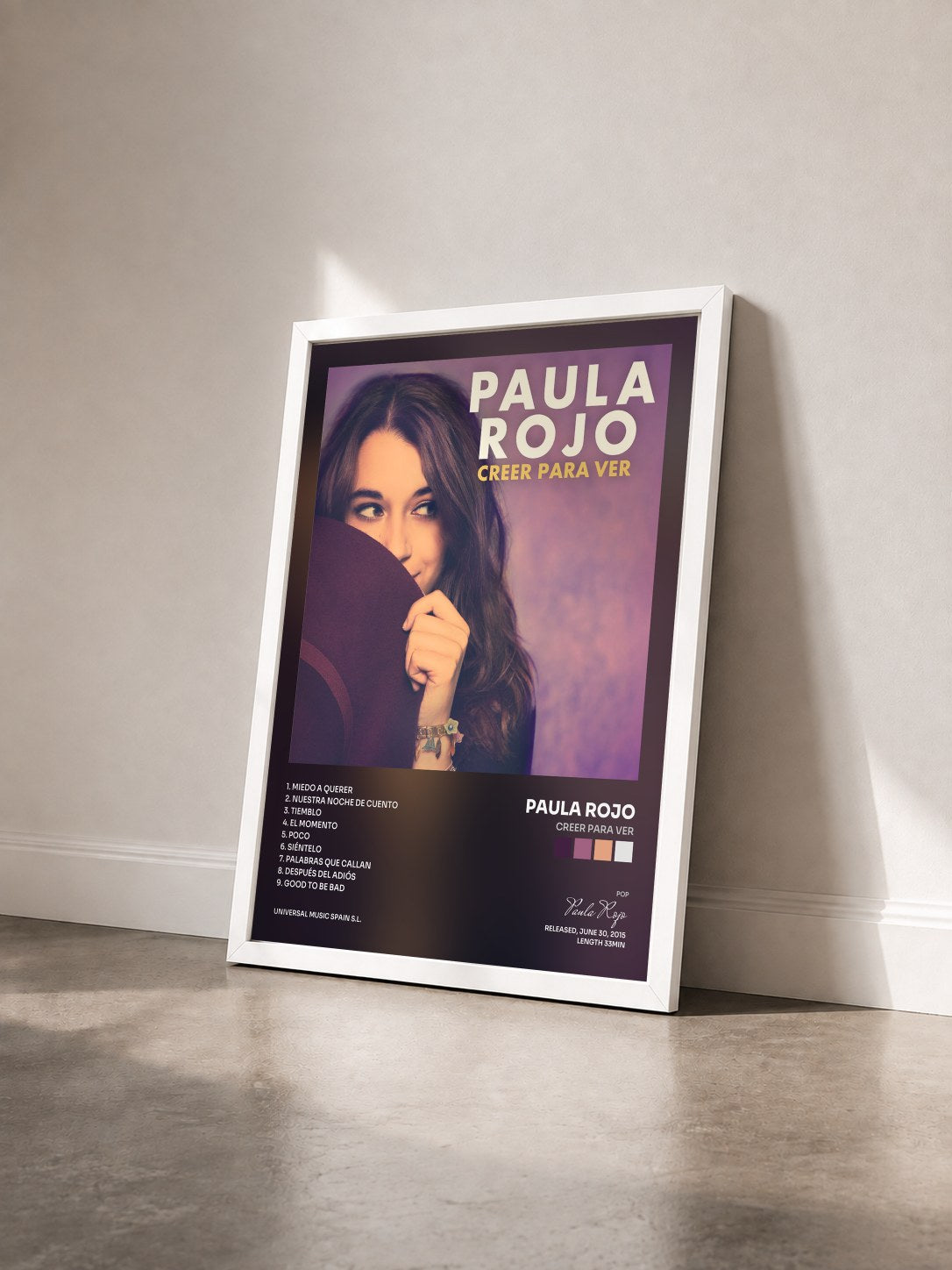 #blanc Tableau de l'album Creer Para Ver de Paula Rojo vu de trois quarts, cadre blanc