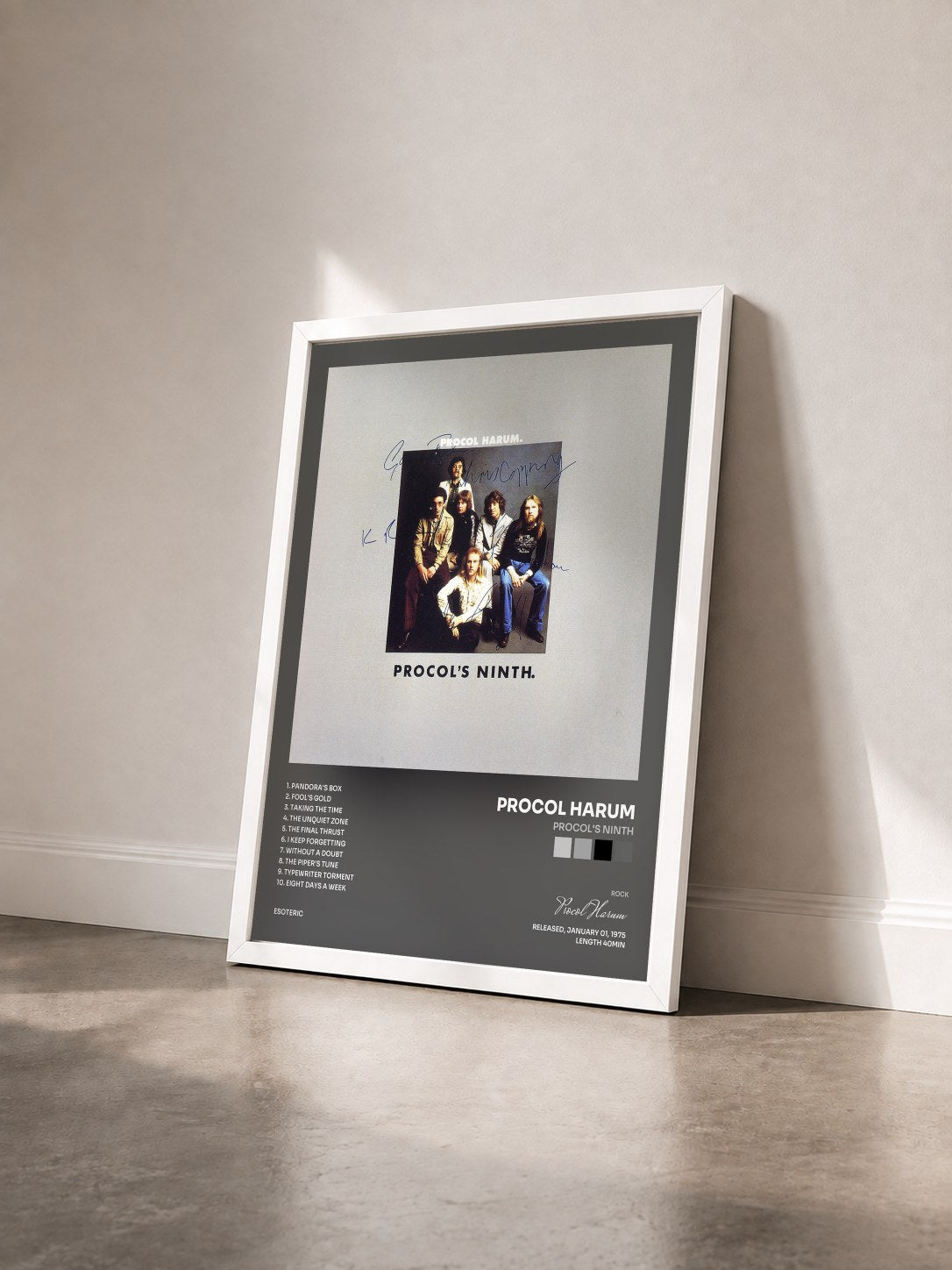 #blanc Tableau de l'album Procol's Ninth de Procol Harum vu de trois quarts, cadre blanc