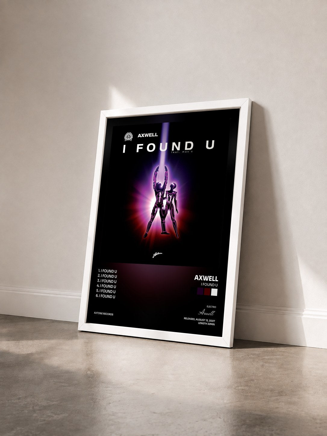 #blanc Tableau de l'album I Found U de Axwell vu de trois quarts, cadre blanc