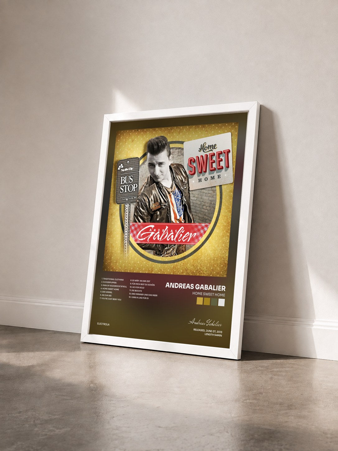 #blanc Tableau de l'album Home Sweet Home de Andreas Gabalier vu de trois quarts, cadre blanc