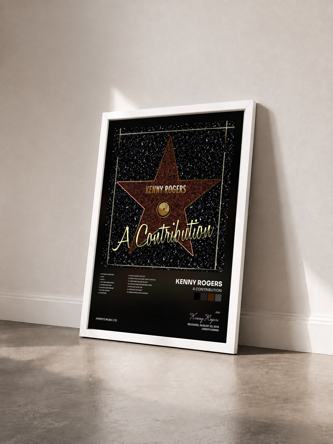 #blanc Tableau de l'album A Contribution de Kenny Rogers vu de trois quarts, cadre blanc
