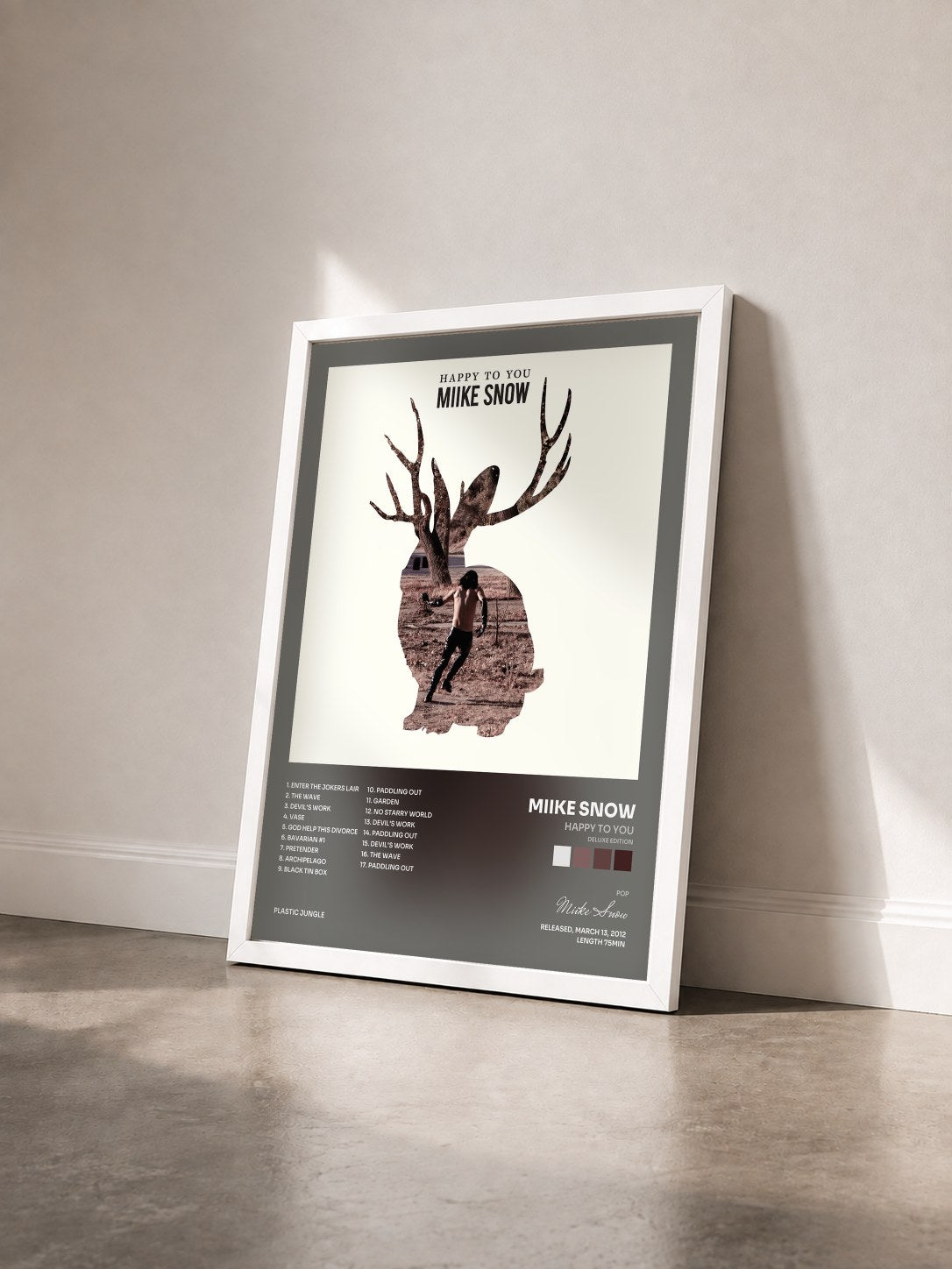 #blanc Tableau de l'album Happy To You (Deluxe Edition) de Miike Snow vu de trois quarts, cadre blanc