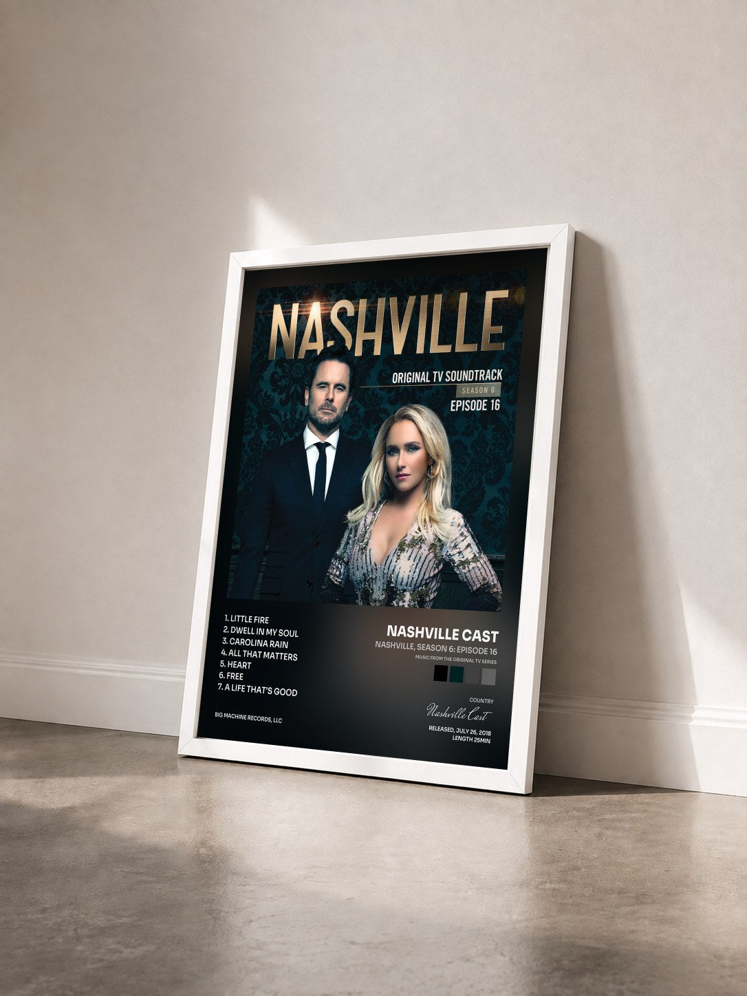 #blanc Tableau de l'album Nashville, Season 6: Episode 16 (Music from the Original TV Series) de Nashville Cast vu de trois quarts, cadre blanc