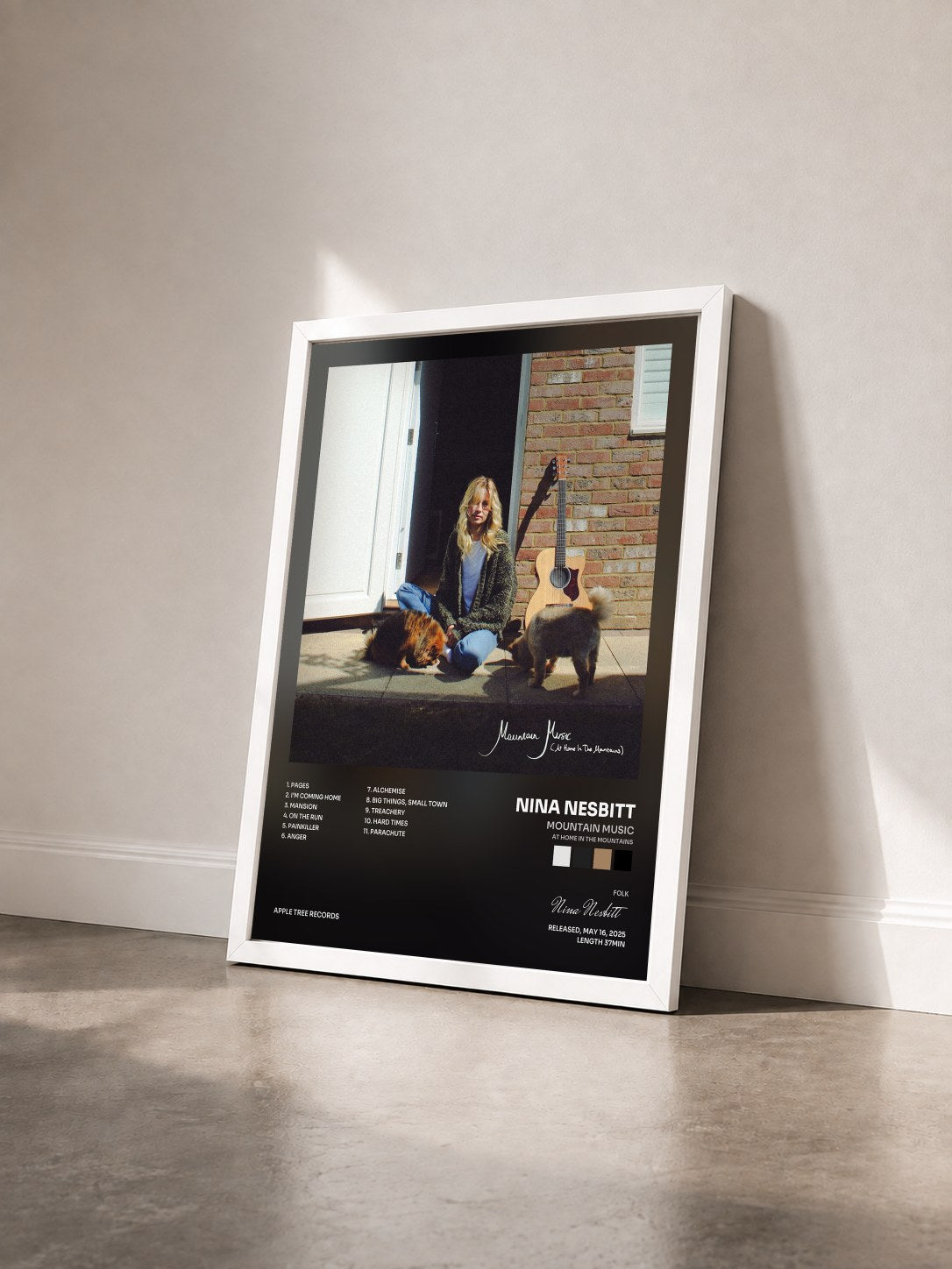 #blanc Tableau de l'album Mountain Music (At Home In The Mountains) de Nina Nesbitt vu de trois quarts, cadre blanc