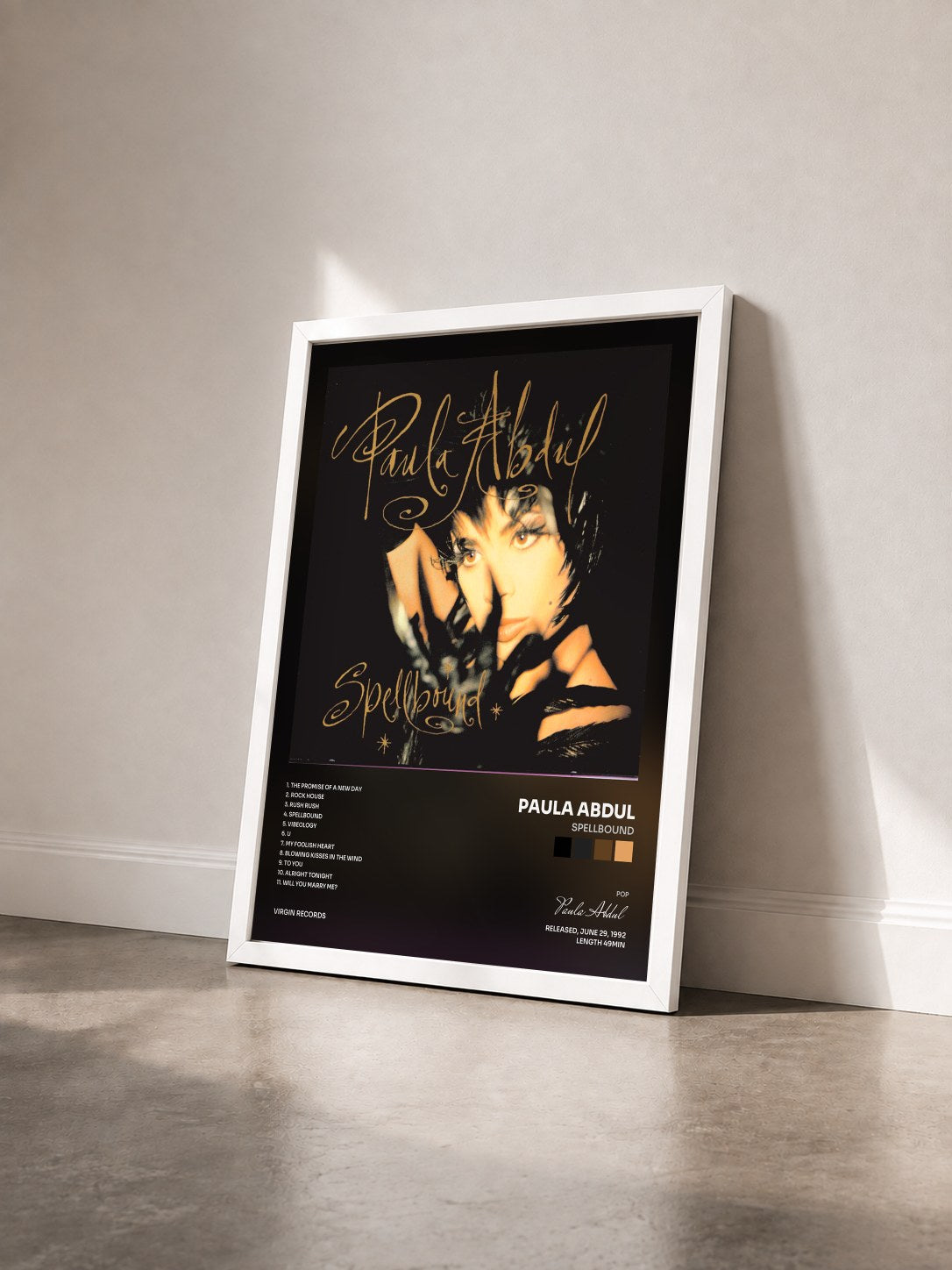 #blanc Tableau de l'album Spellbound de Paula Abdul vu de trois quarts, cadre blanc