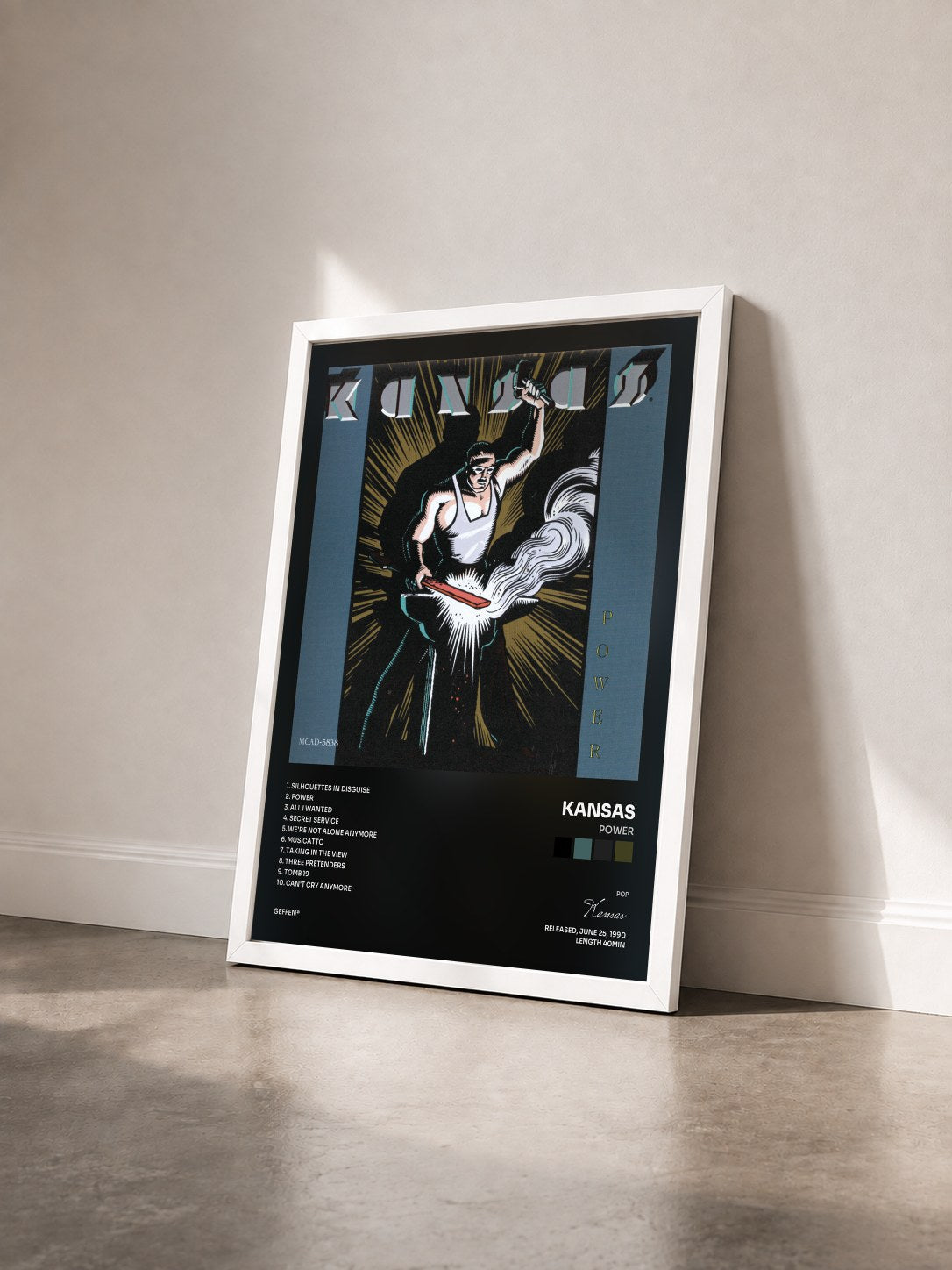 #blanc Tableau de l'album Power de Kansas vu de trois quarts, cadre blanc