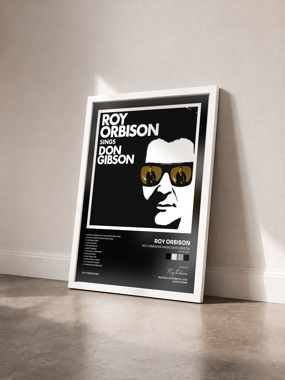 #blanc Tableau de l'album Roy Orbison Sings Don Gibson (Remastered) de Roy Orbison vu de trois quarts, cadre blanc