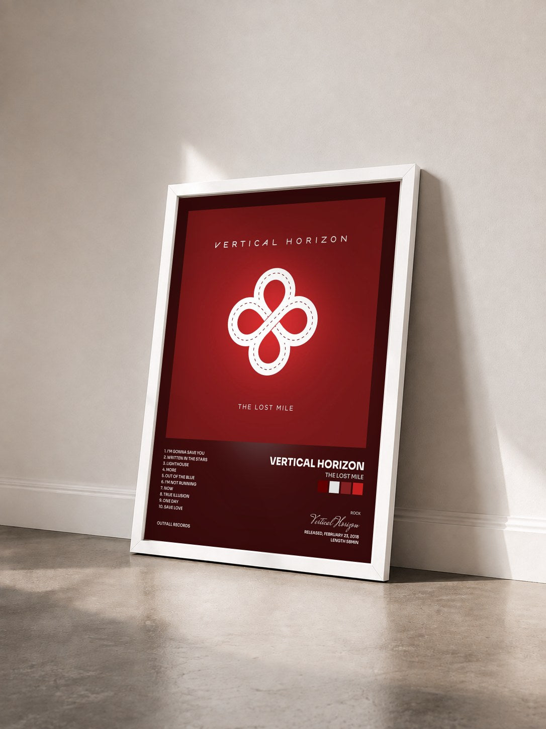 #blanc Tableau de l'album The Lost Mile de Vertical Horizon vu de trois quarts, cadre blanc