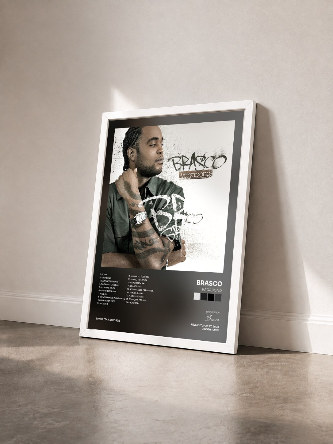 #blanc Tableau de l'album Vagabond de Brasco vu de trois quarts, cadre blanc
