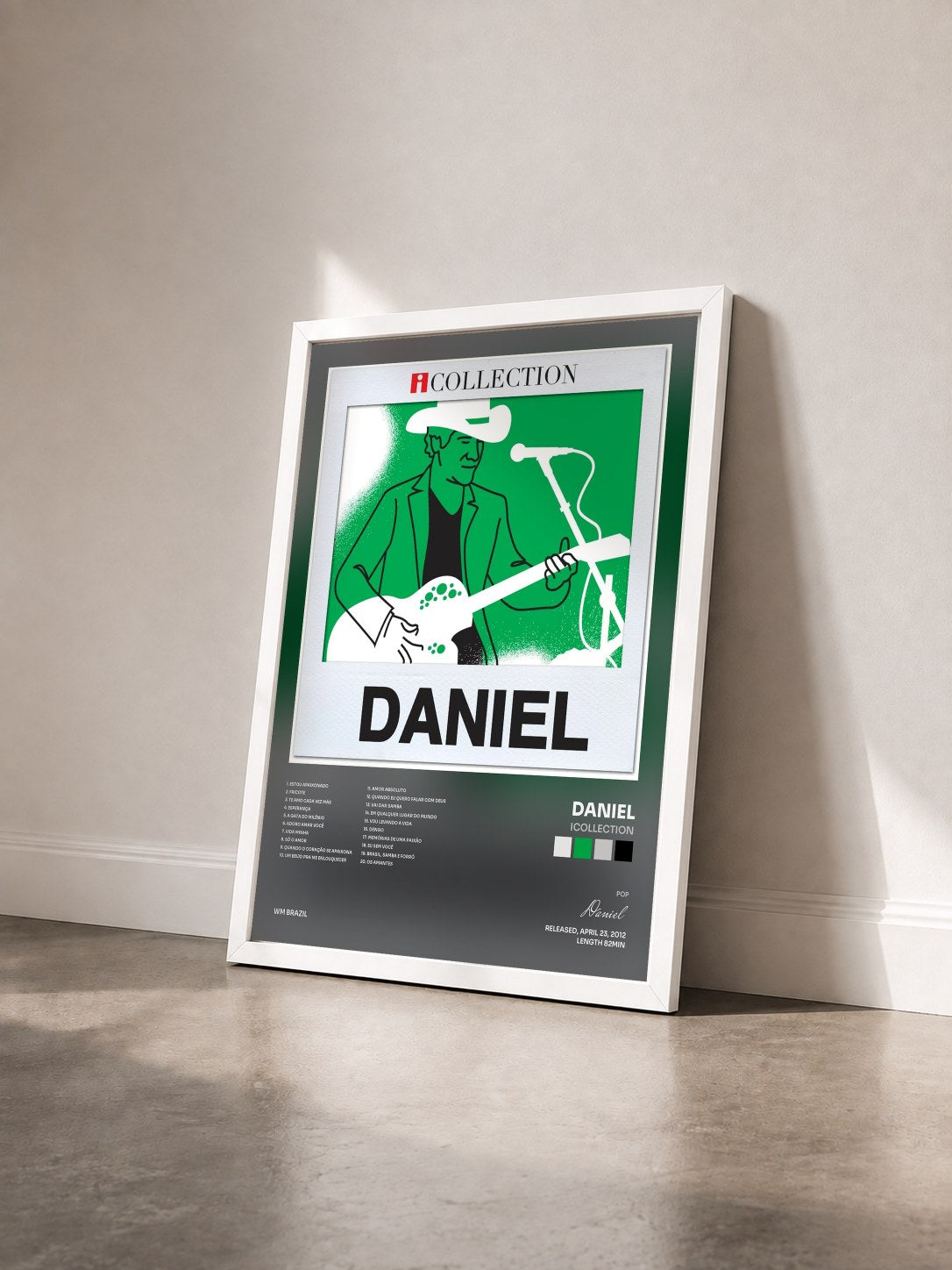 #blanc Tableau de l'album iCollection de Daniel vu de trois quarts, cadre blanc