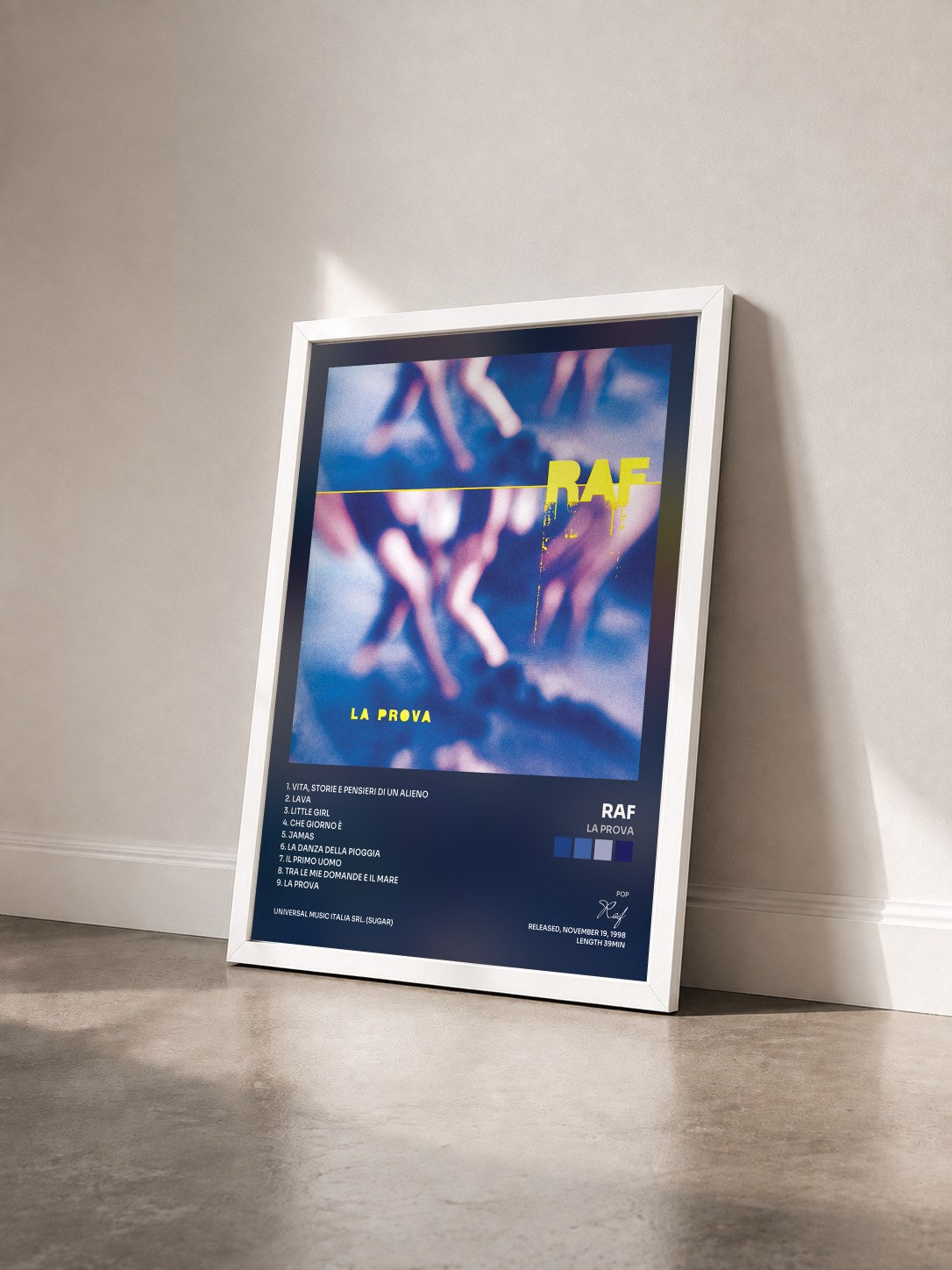 #blanc Tableau de l'album La prova de Raf vu de trois quarts, cadre blanc