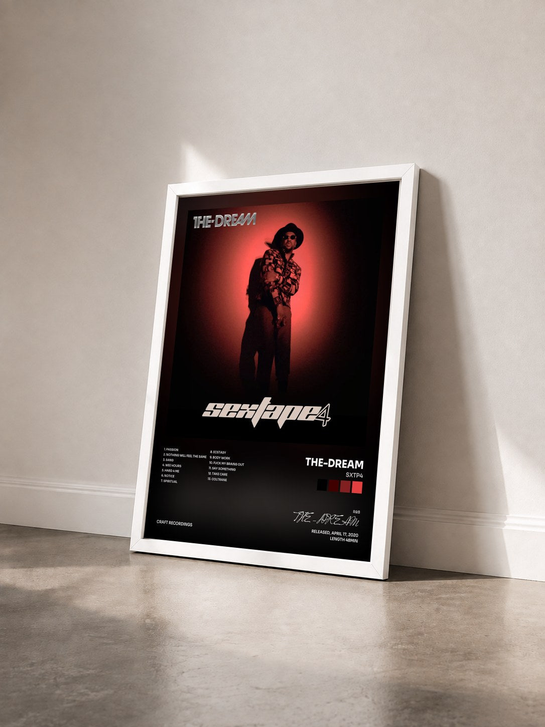 #blanc Tableau de l'album SXTP4 de THE-DREAM vu de trois quarts, cadre blanc