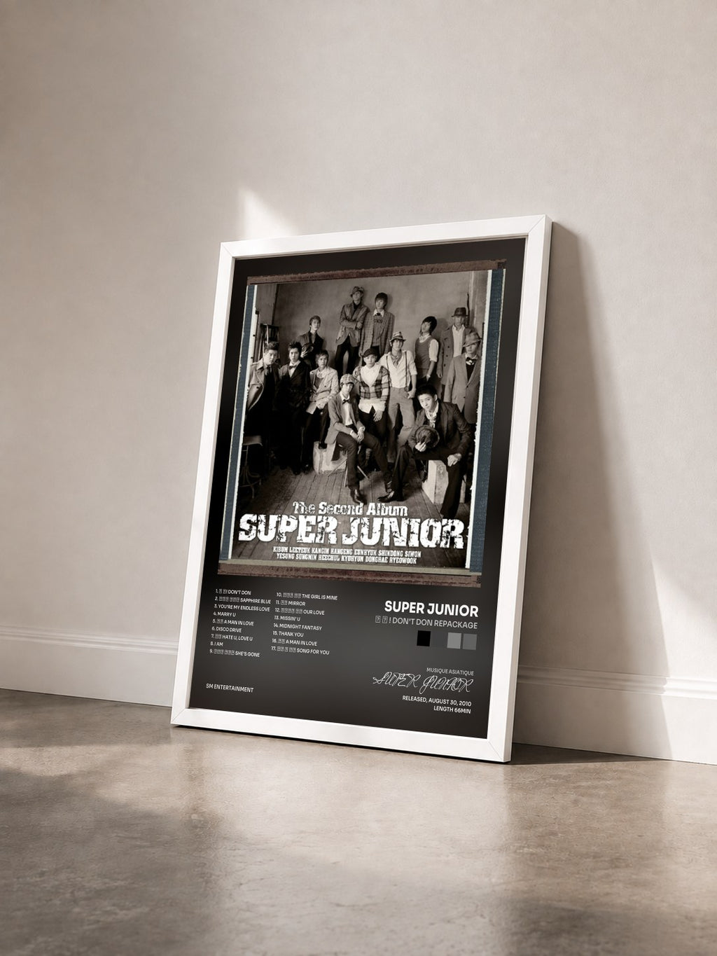 #blanc 돈 돈 ! Don't Don Repackage by SUPER JUNIOR as a framed art print seen at an angle, white frame