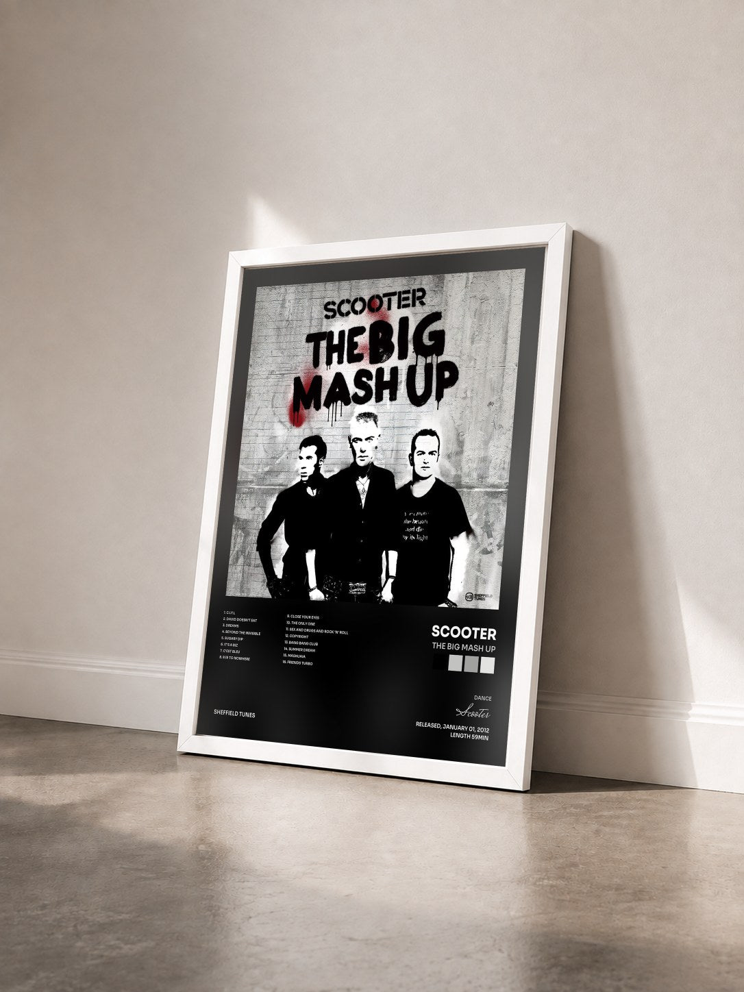 #blanc Tableau de l'album The Big Mash Up de Scooter vu de trois quarts, cadre blanc