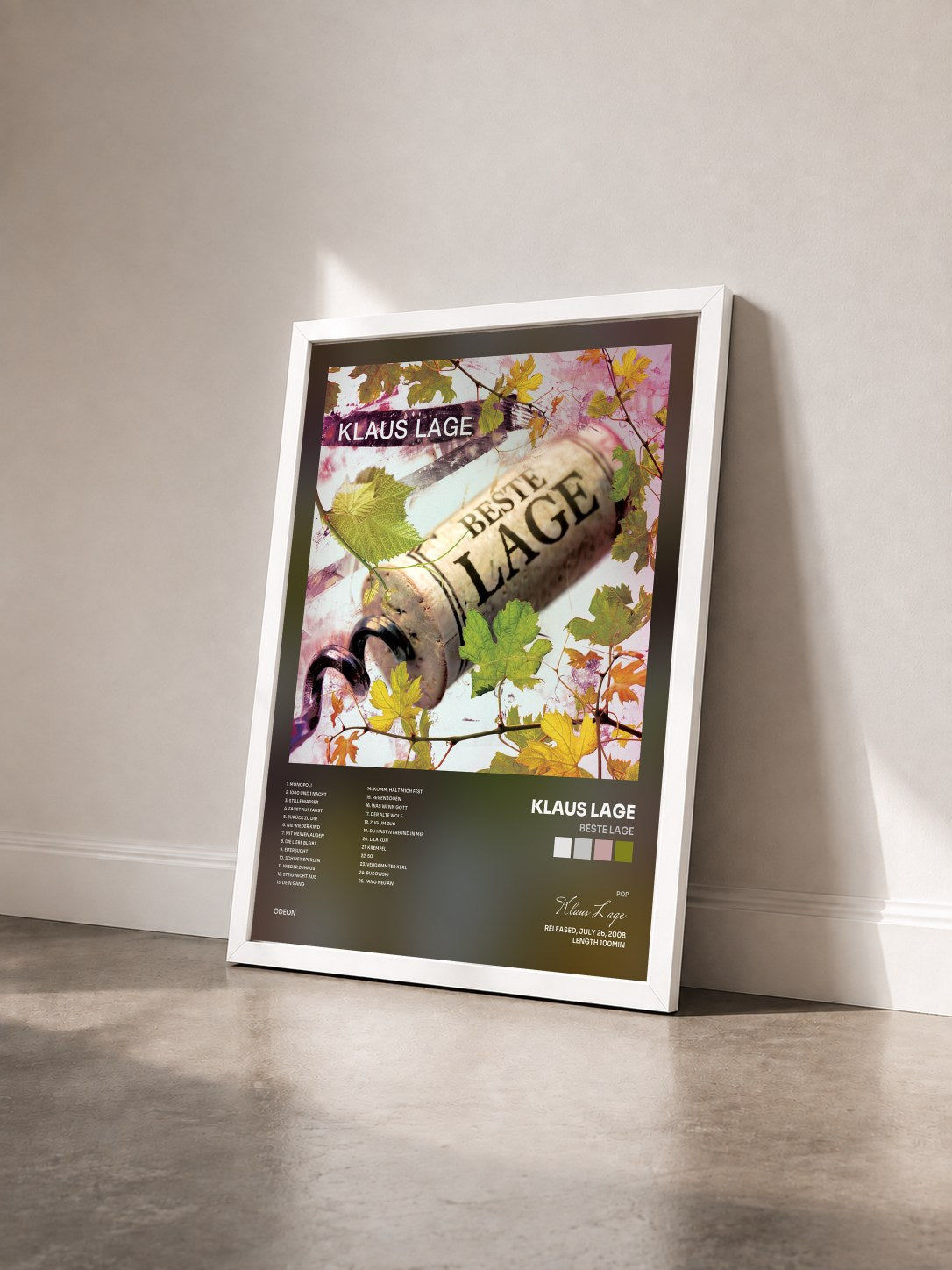 #blanc Tableau de l'album Beste Lage de Klaus Lage vu de trois quarts, cadre blanc