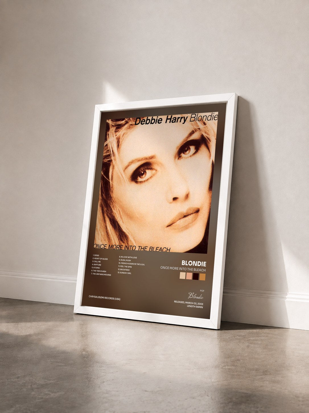 #blanc Tableau de l'album Once More Into The Bleach de Blondie vu de trois quarts, cadre blanc