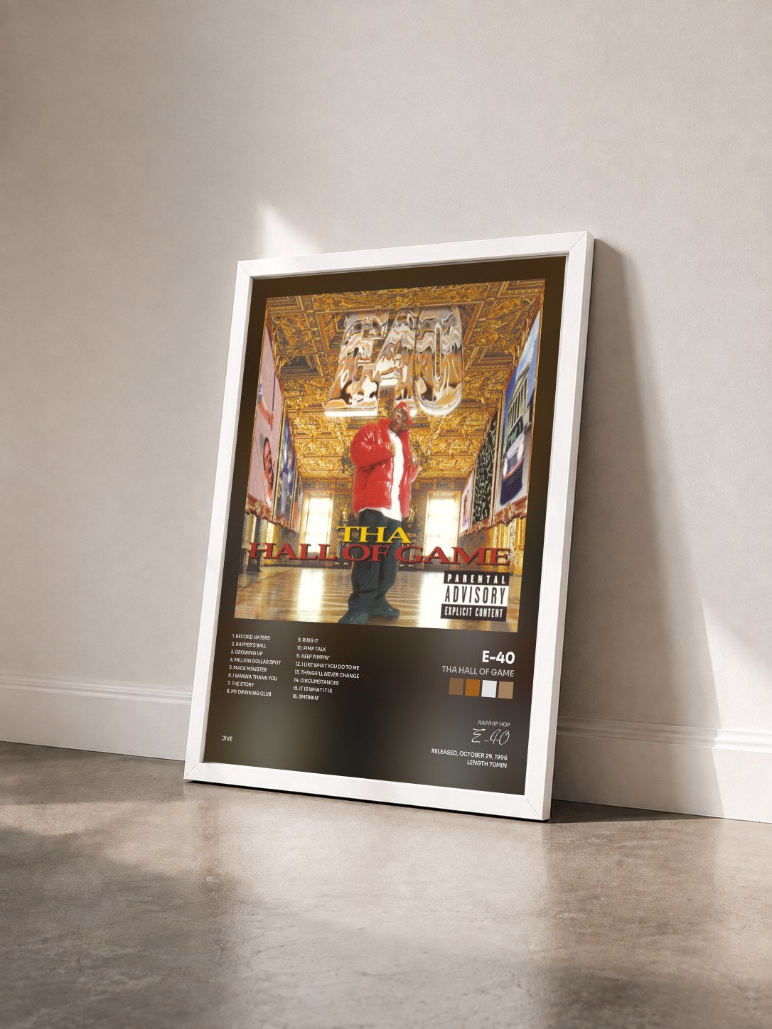 #blanc Tableau de l'album Tha Hall Of Game de E-40 vu de trois quarts, cadre blanc