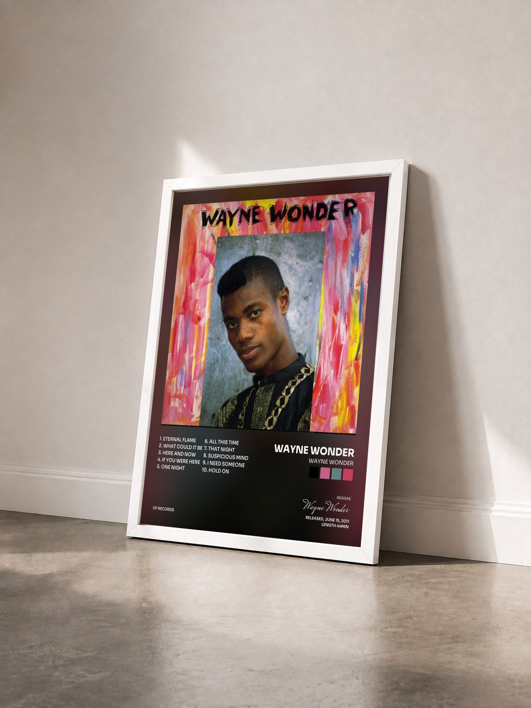 #blanc Tableau de l'album Wayne Wonder de Wayne Wonder vu de trois quarts, cadre blanc