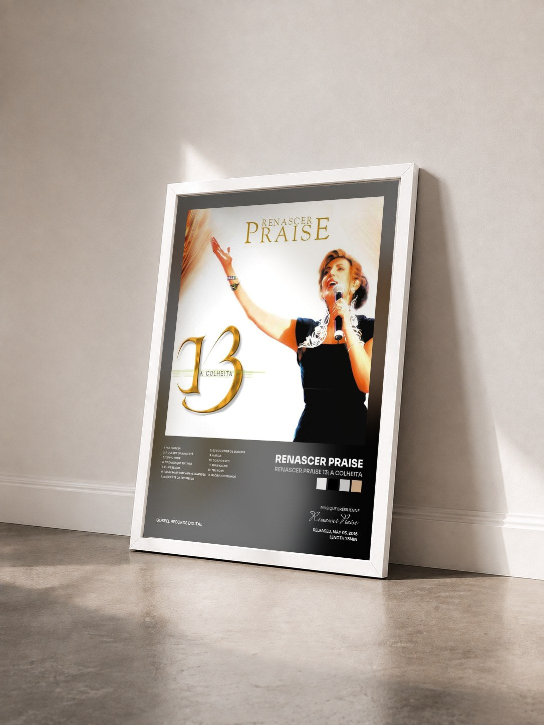 #blanc Tableau de l'album Renascer Praise 13: A Colheita de Renascer Praise vu de trois quarts, cadre blanc