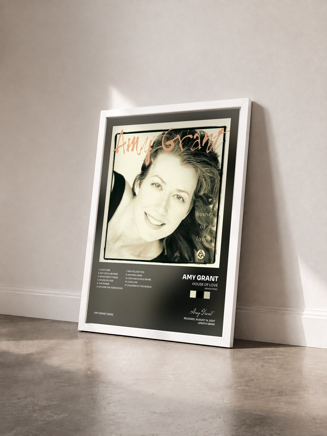 #blanc Tableau de l'album House Of Love (Remastered) de Amy Grant vu de trois quarts, cadre blanc