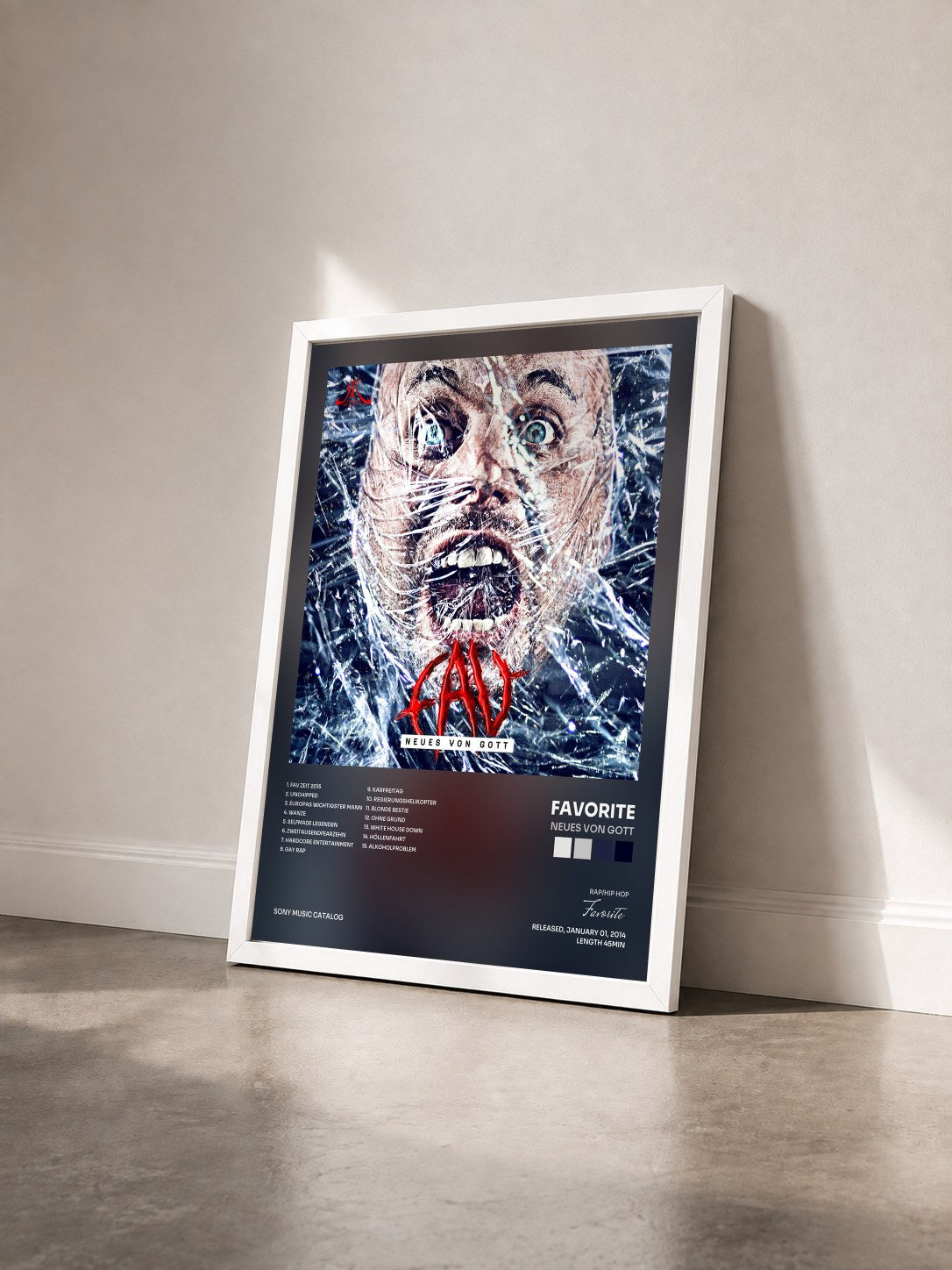 #blanc Tableau de l'album Neues von Gott de Favorite vu de trois quarts, cadre blanc