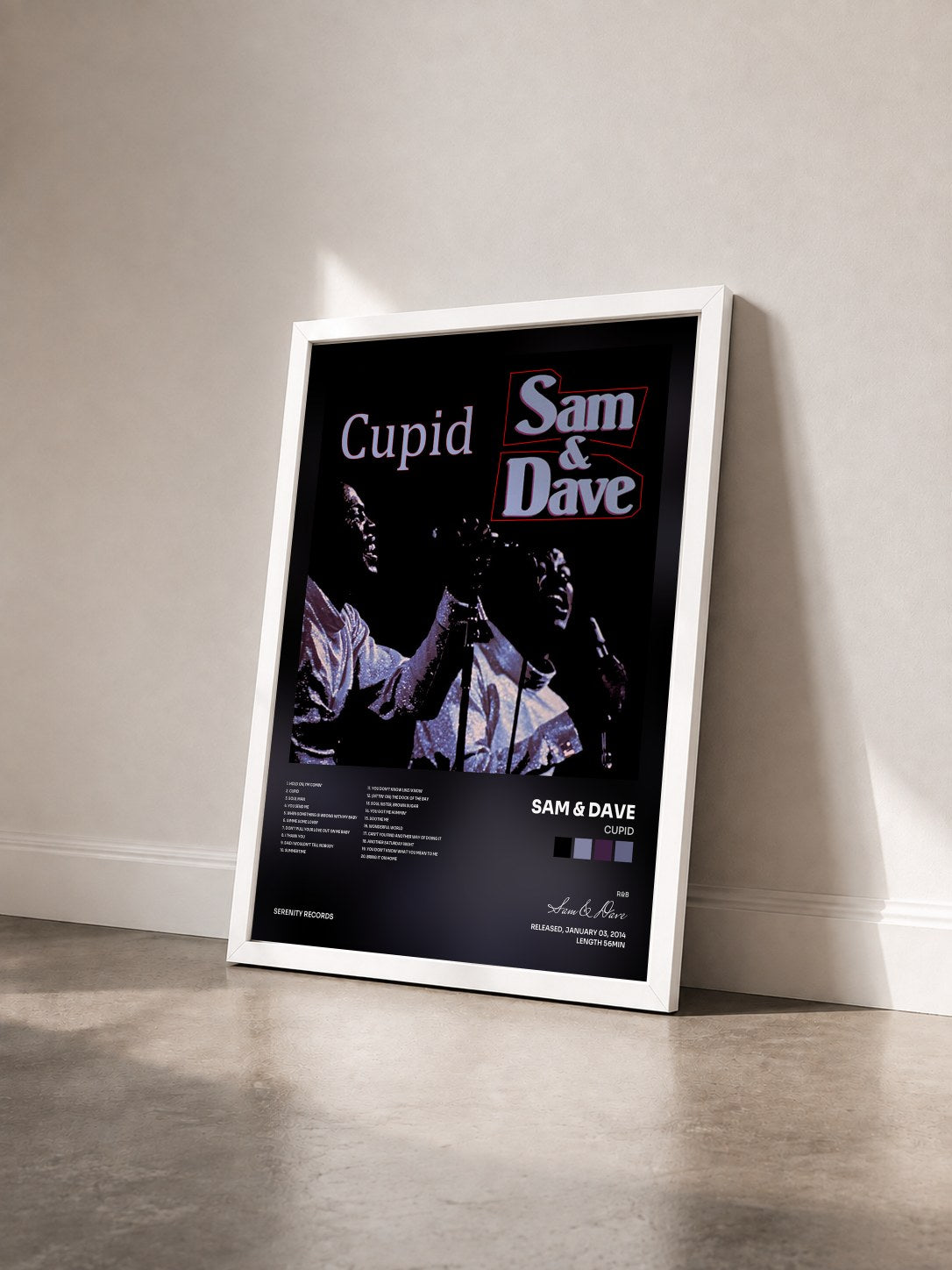 #blanc Tableau de l'album Cupid de Sam & Dave vu de trois quarts, cadre blanc