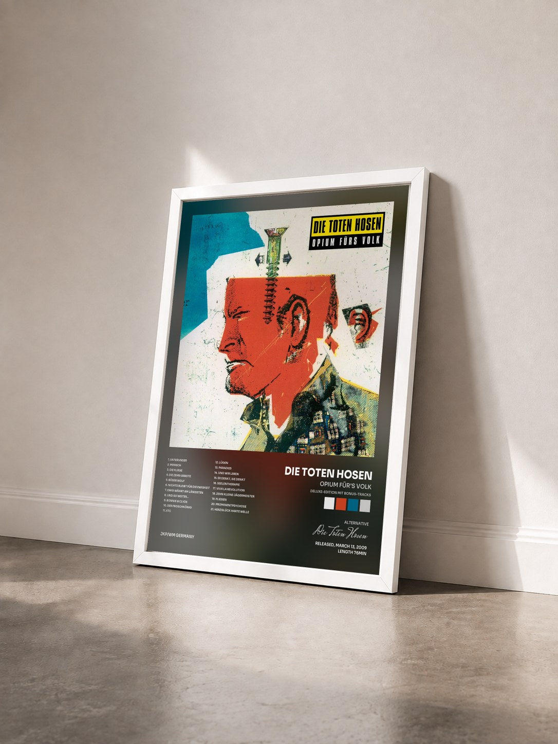 #blanc Tableau de l'album Opium für's Volk (Deluxe-Edition mit Bonus-Tracks) de Die Toten Hosen vu de trois quarts, cadre blanc