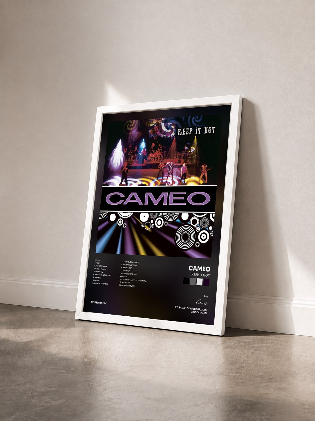 #blanc Tableau de l'album Keep It Hot de Cameo vu de trois quarts, cadre blanc