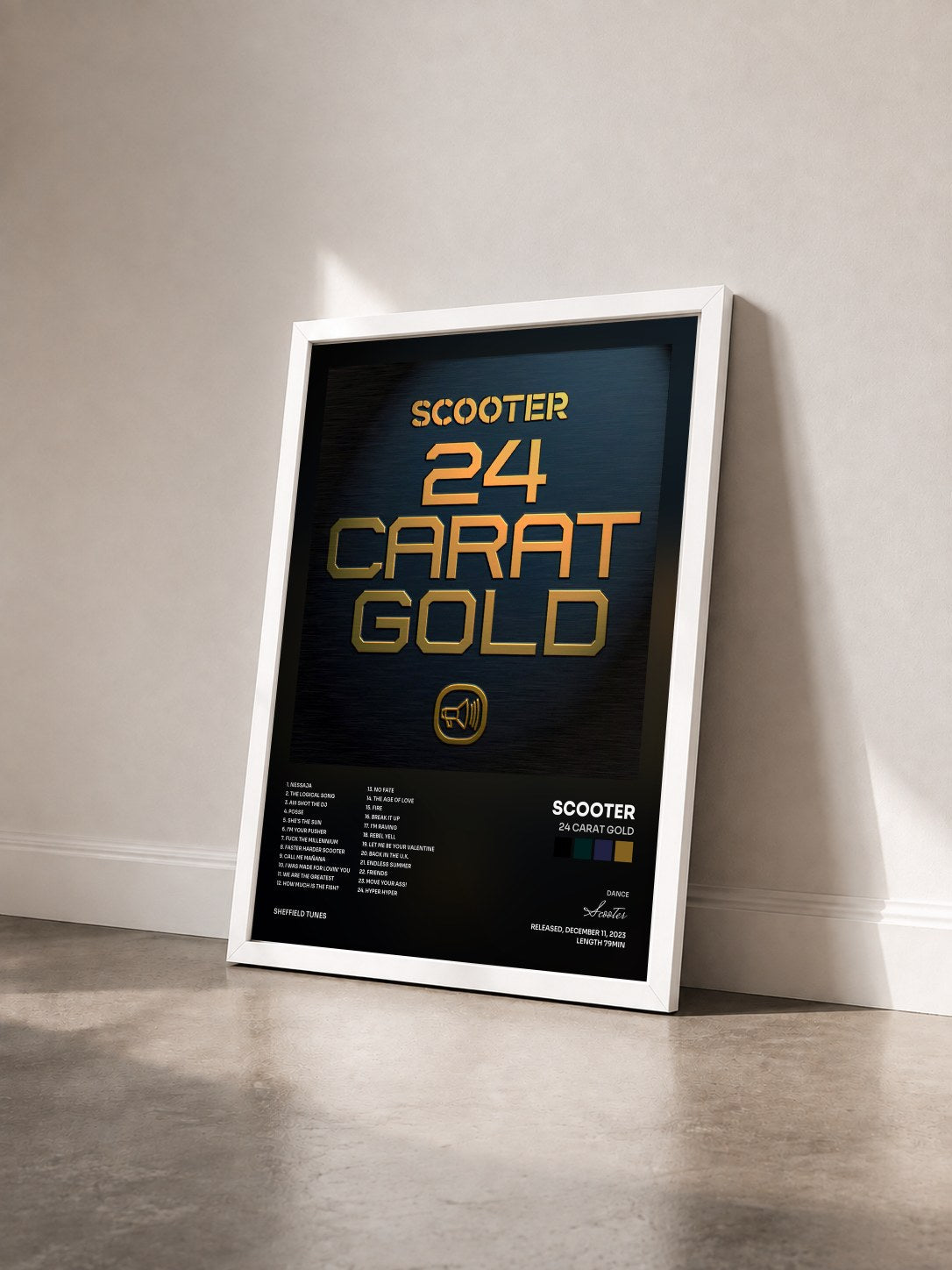 #blanc Tableau de l'album 24 Carat Gold de Scooter vu de trois quarts, cadre blanc