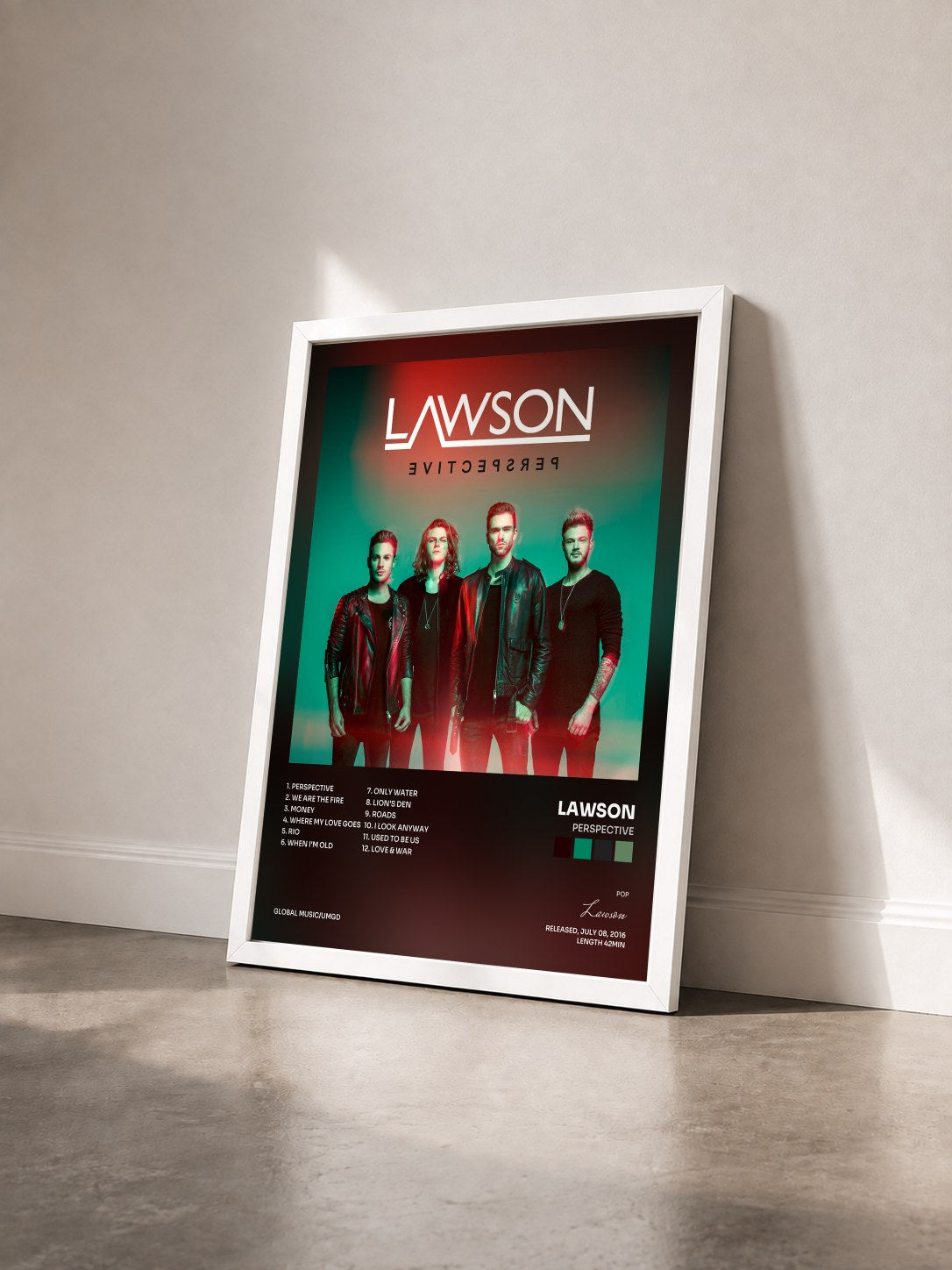 #blanc Tableau de l'album Perspective de Lawson vu de trois quarts, cadre blanc