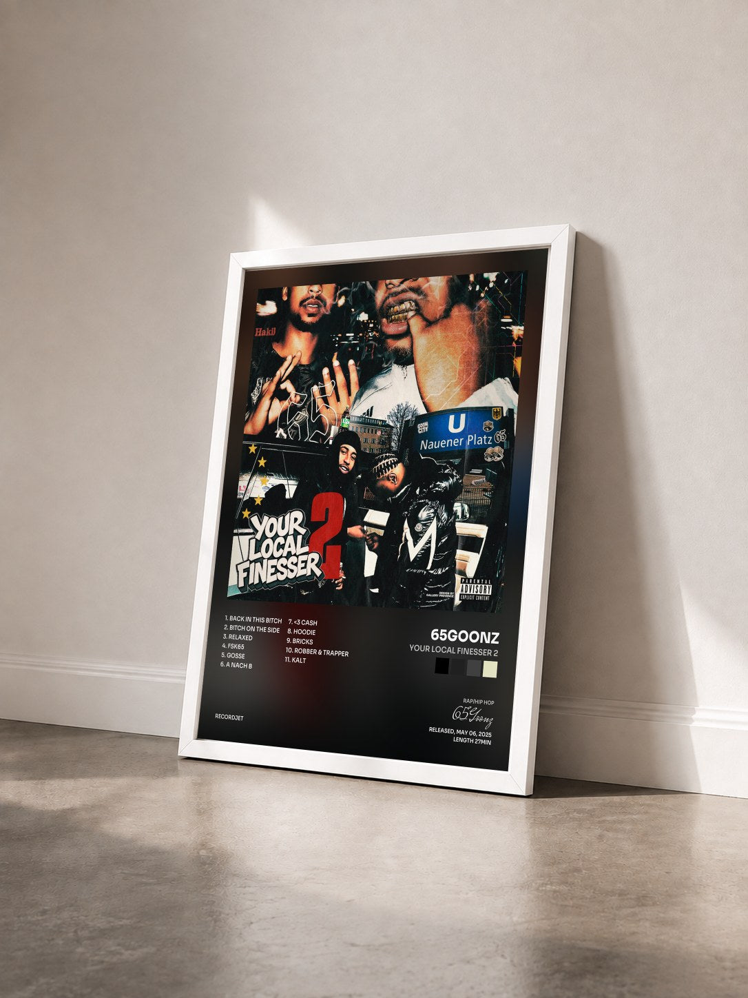 #blanc Tableau de l'album Your Local Finesser 2 de 65Goonz vu de trois quarts, cadre blanc