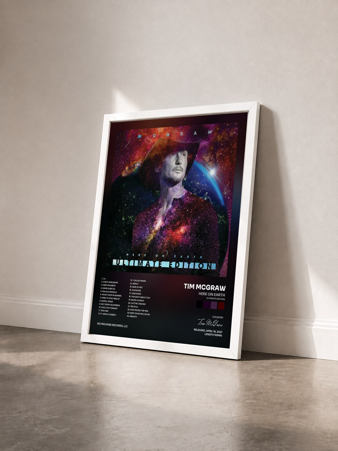 #blanc Tableau de l'album Here On Earth (Ultimate Edition) de Tim McGraw vu de trois quarts, cadre blanc