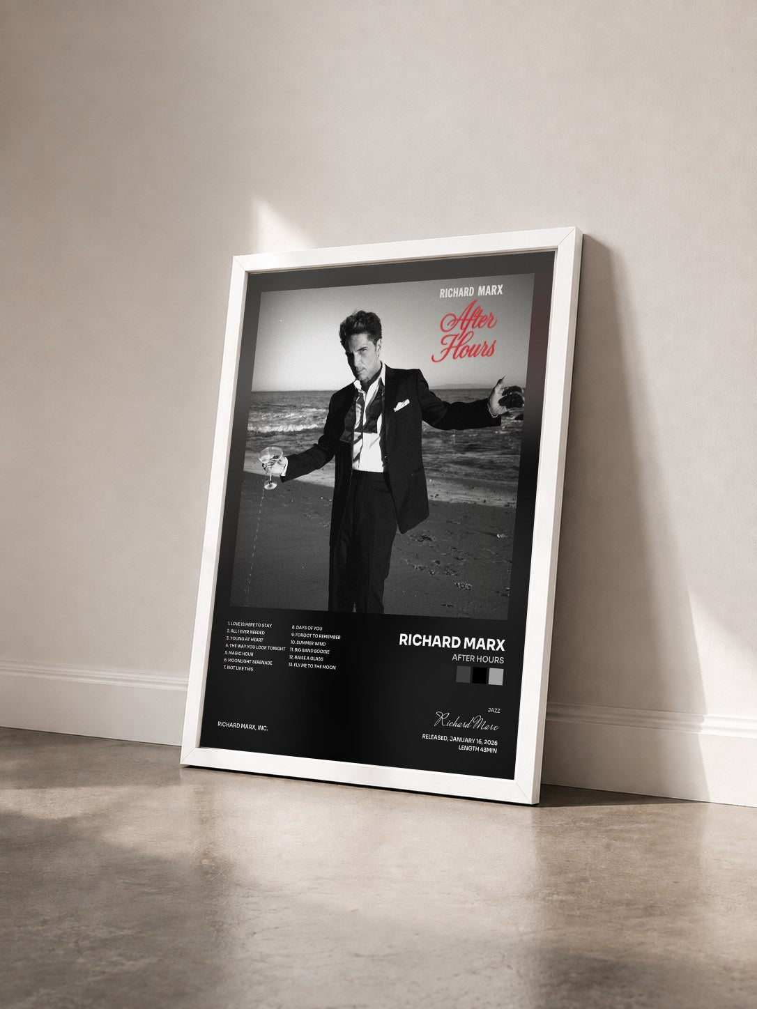 #blanc Tableau de l'album After Hours de Richard Marx vu de trois quarts, cadre blanc