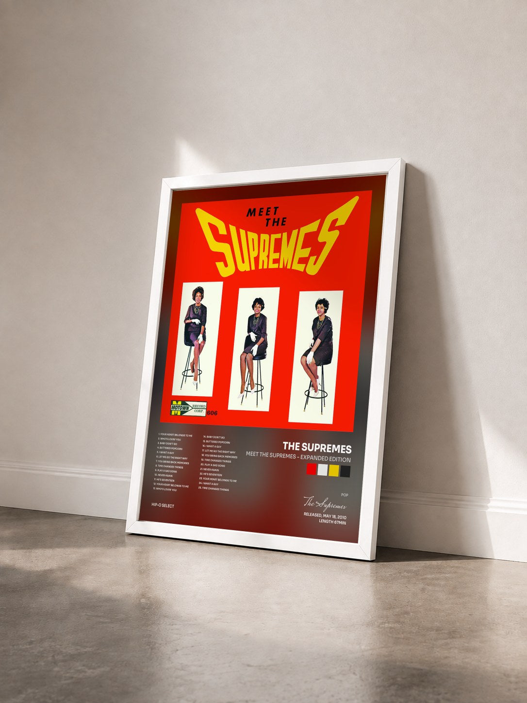 #blanc Tableau de l'album Meet The Supremes - Expanded Edition de The Supremes vu de trois quarts, cadre blanc