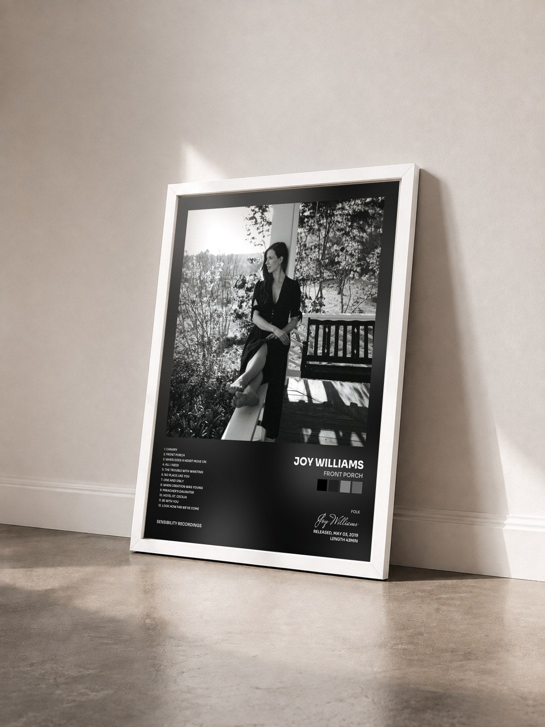 #blanc Tableau de l'album Front Porch de Joy Williams vu de trois quarts, cadre blanc