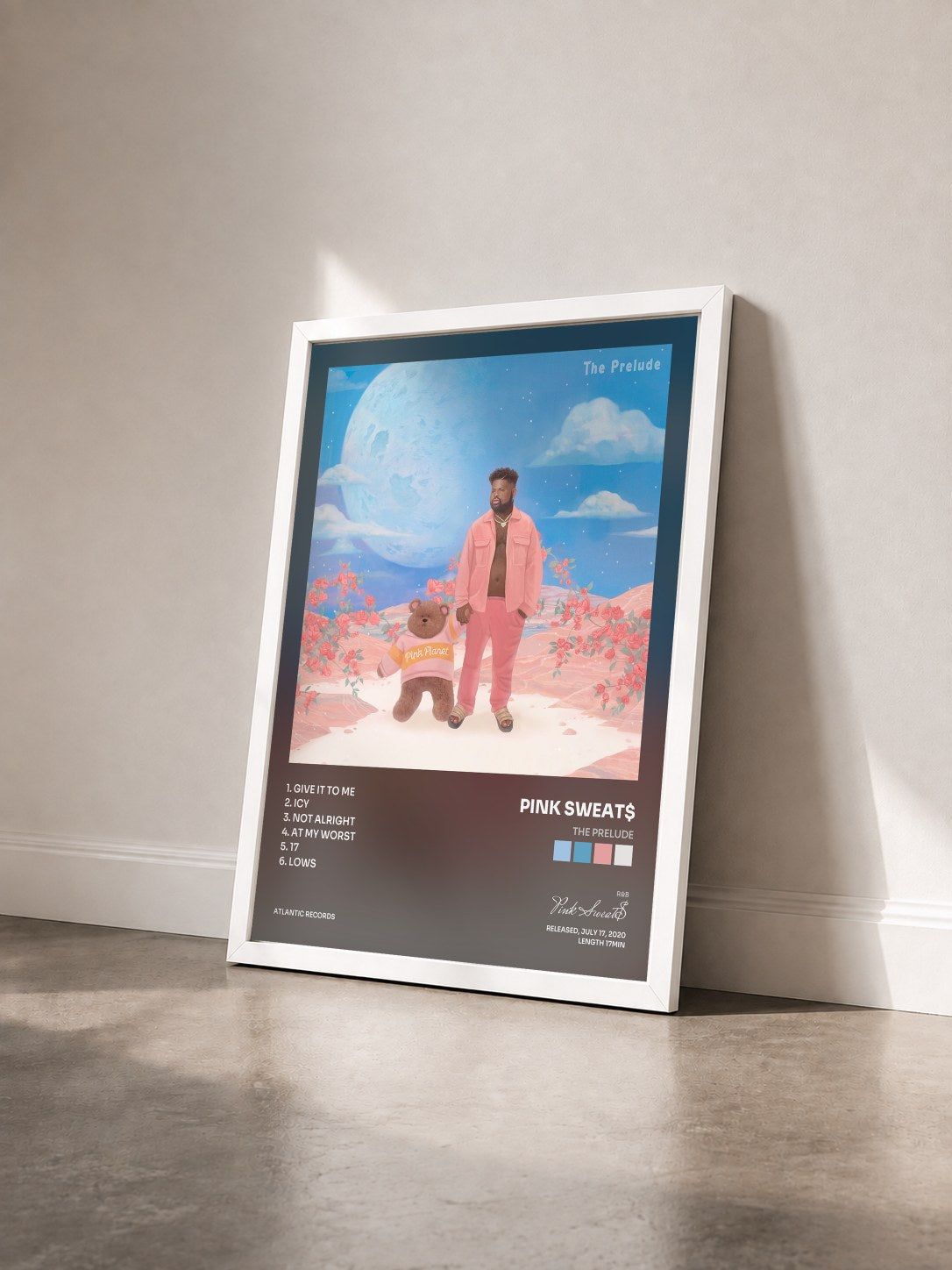 #blanc Tableau de l'album The Prelude de Pink Sweat$ vu de trois quarts, cadre blanc
