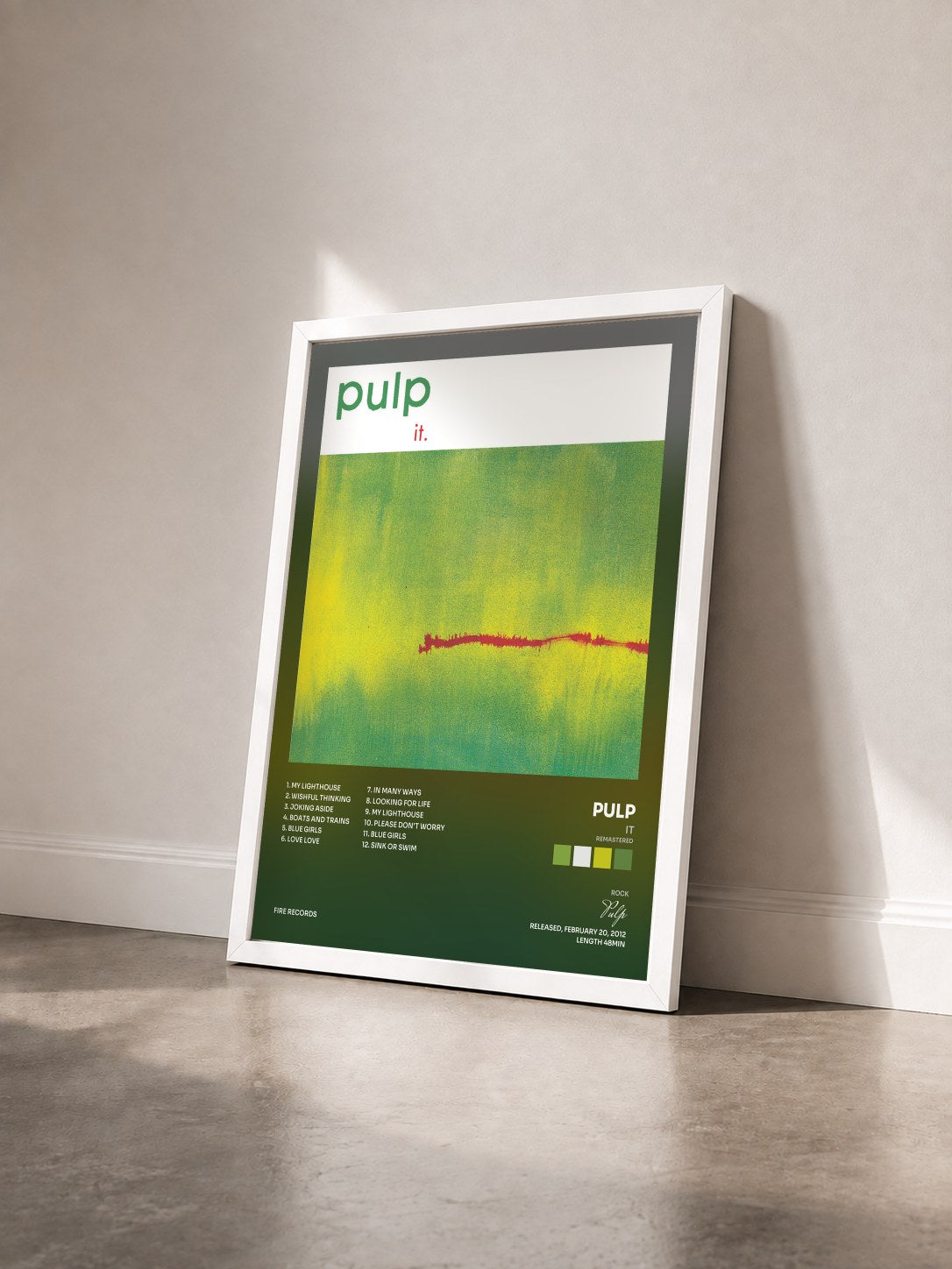 #blanc Tableau de l'album It (Remastered) de Pulp vu de trois quarts, cadre blanc
