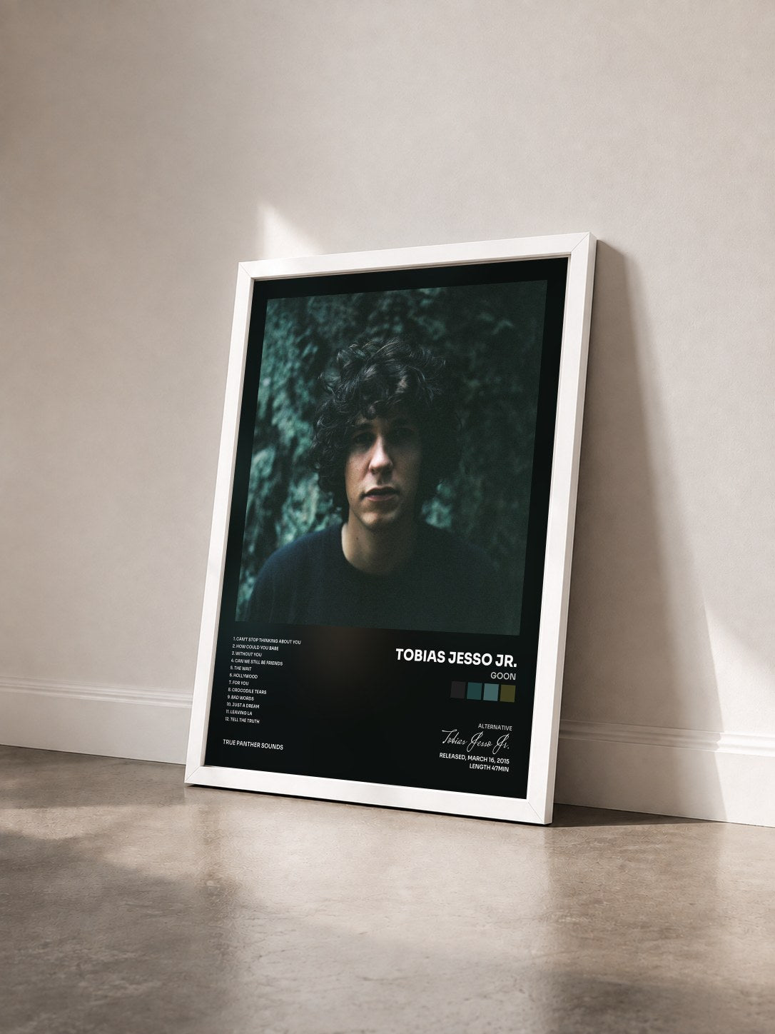#blanc Tableau de l'album Goon de Tobias Jesso Jr. vu de trois quarts, cadre blanc