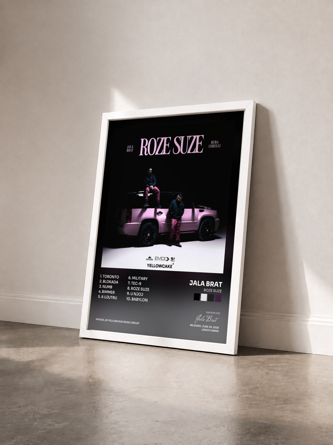 #blanc Tableau de l'album Roze Suze de Jala Brat vu de trois quarts, cadre blanc