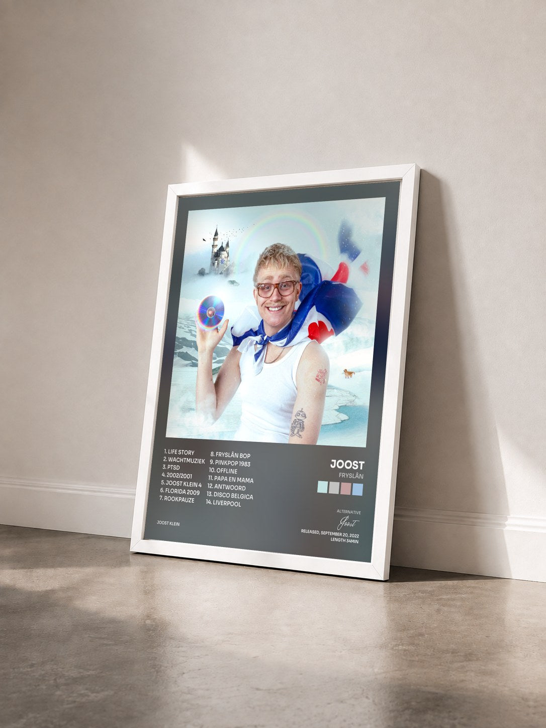 #blanc Tableau de l'album Fryslân de Joost vu de trois quarts, cadre blanc