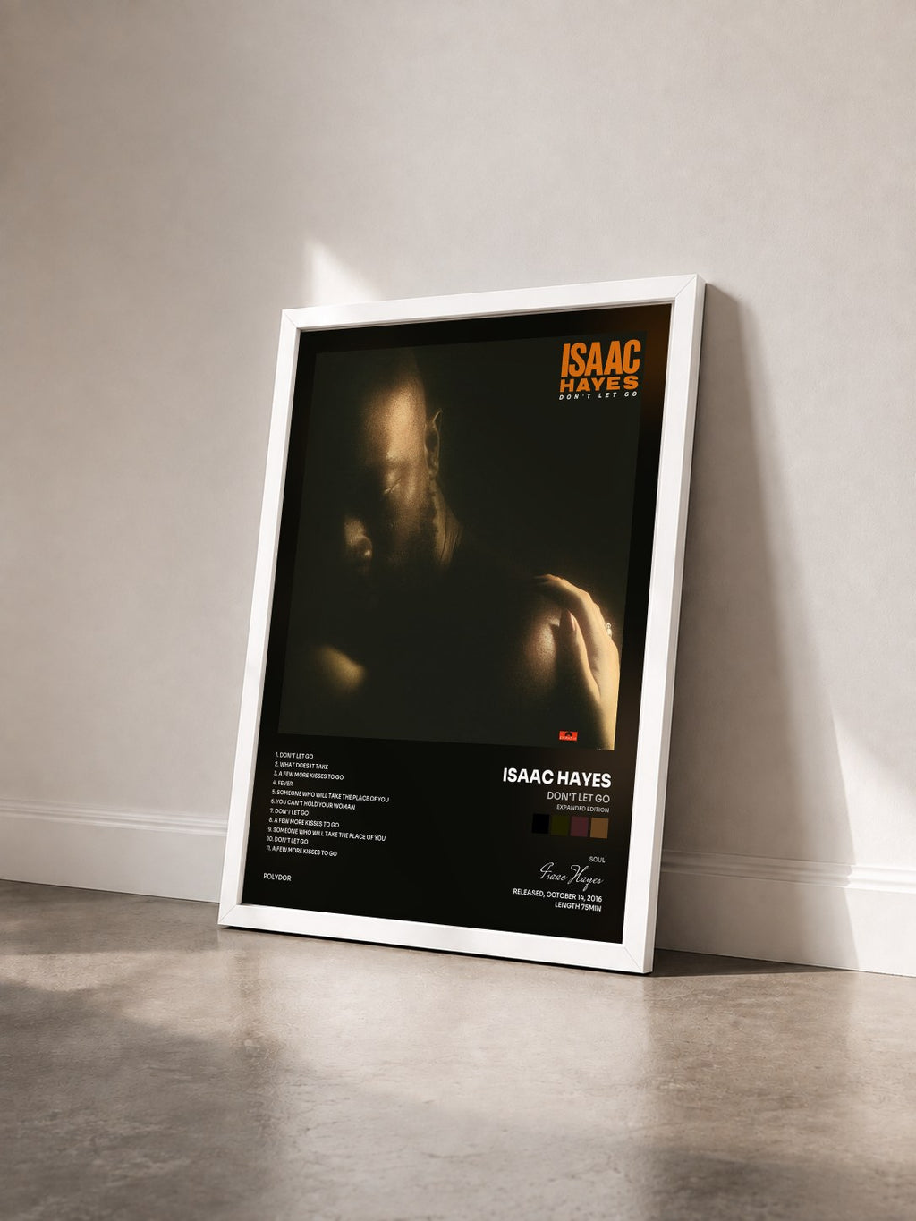 #blanc Tableau de l'album Don't Let Go (Expanded Edition) de Isaac Hayes vu de trois quarts, cadre blanc