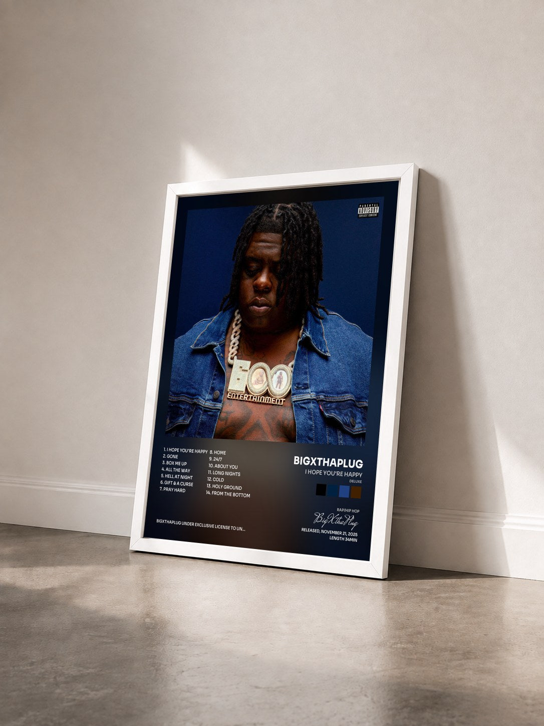 #blanc Tableau de l'album I Hope You're Happy (Deluxe) de BigXthaPlug vu de trois quarts, cadre blanc