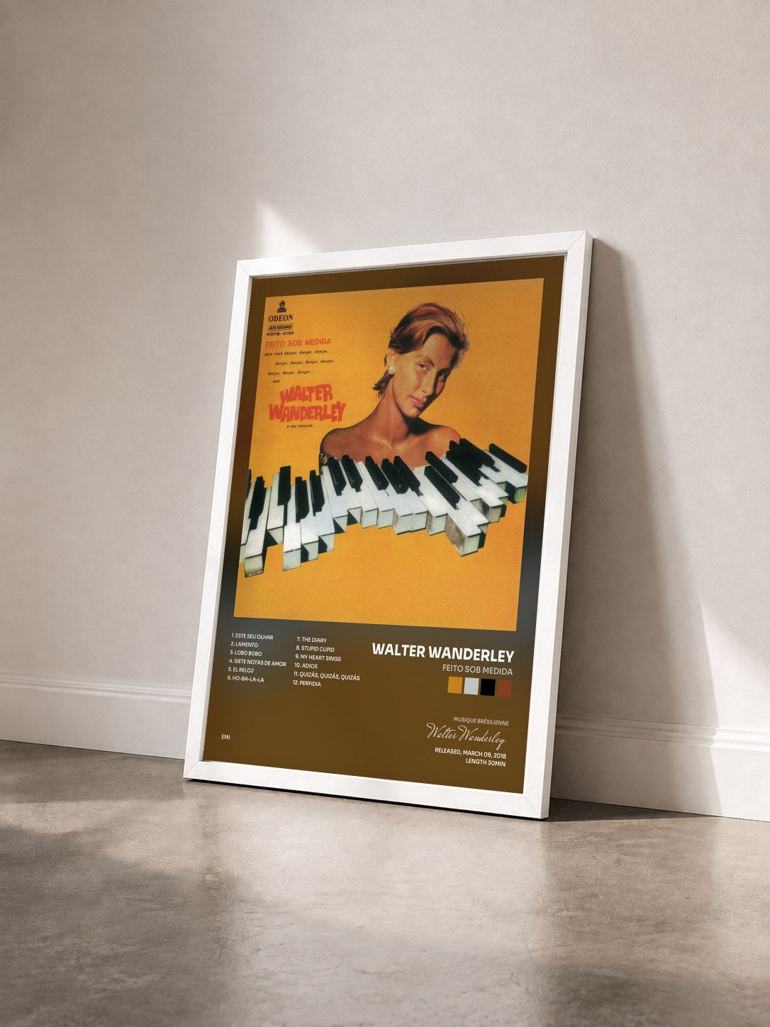 #blanc Tableau de l'album Feito Sob Medida de Walter Wanderley vu de trois quarts, cadre blanc