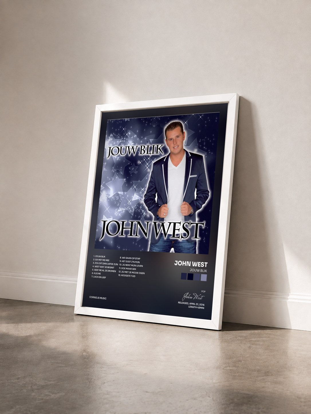 #blanc Tableau de l'album Jouw Blik de John West vu de trois quarts, cadre blanc
