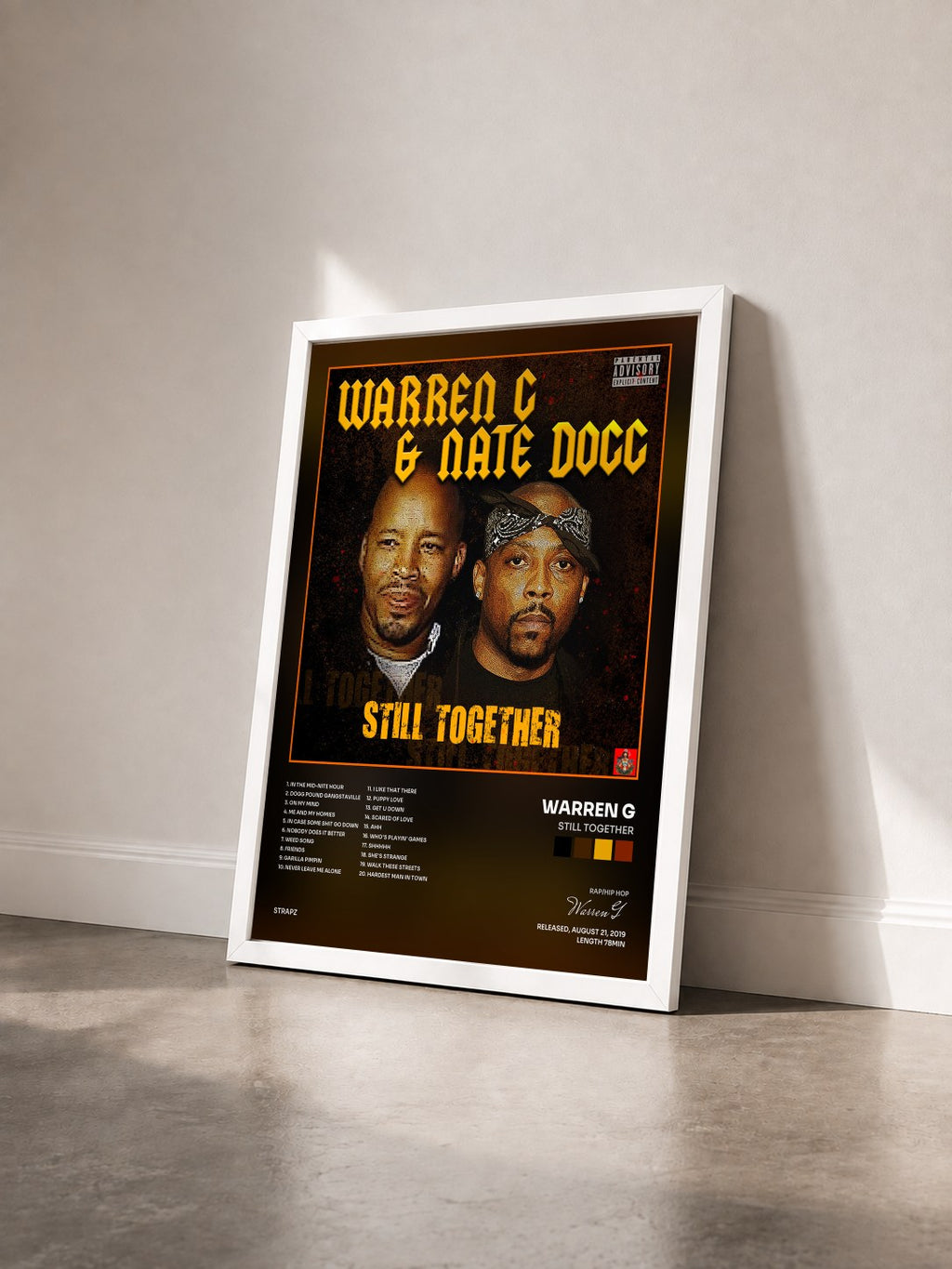 #blanc Tableau de l'album Still Together de Warren G vu de trois quarts, cadre blanc