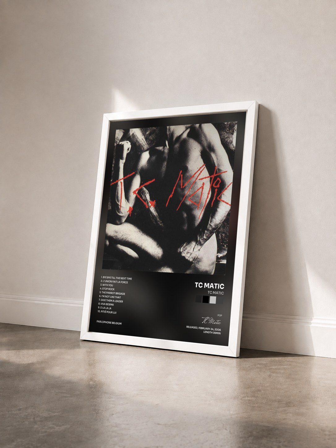 #blanc Tableau de l'album Tc Matic de TC Matic vu de trois quarts, cadre blanc