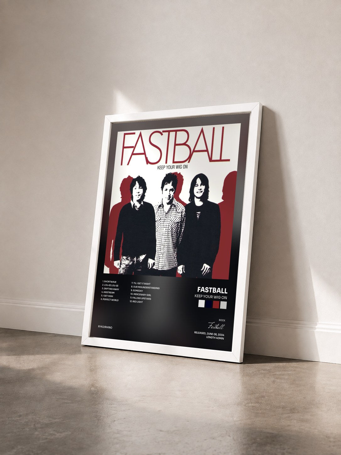 #blanc Tableau de l'album Keep Your Wig On de Fastball vu de trois quarts, cadre blanc